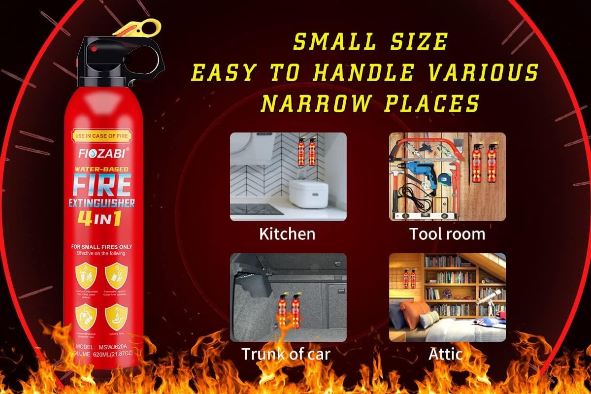 2 PACK Portable Fire Extinguisher Spray 4 In-1 with Bracket for the House/Car/Ki