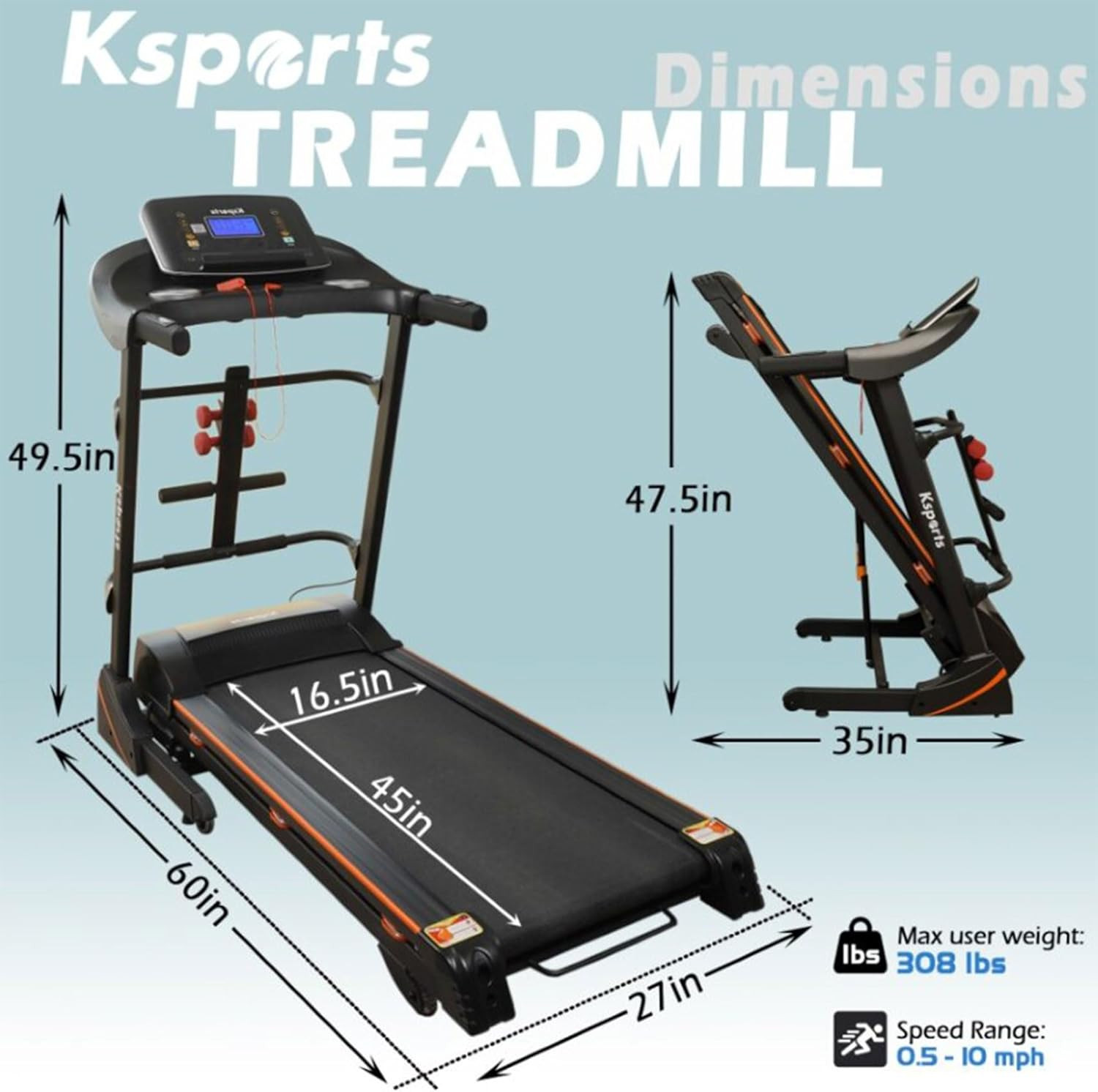 Treadmill Bundle | Electric Folding Incline Treadmill with Auto/Manual Incline,
