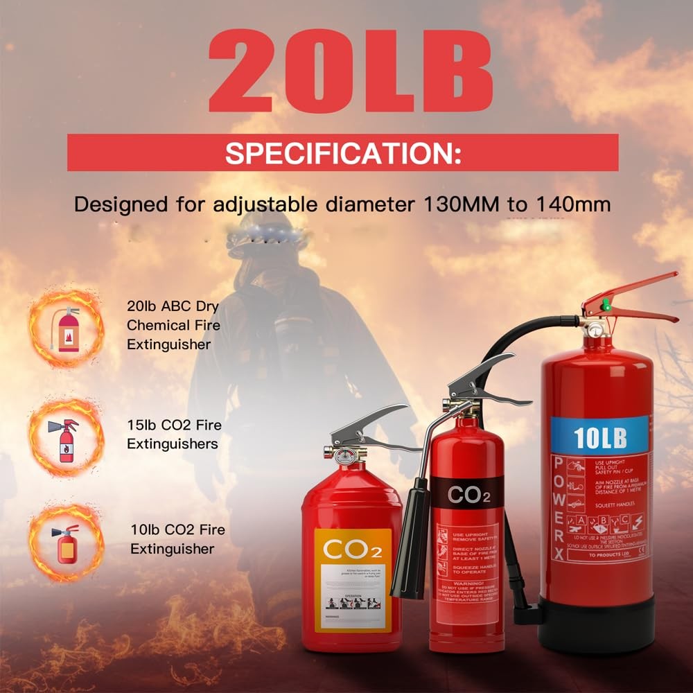 Heavy Duty Vehicle Fire Extinguisher Mount Bracket For 20lb ABC 10lb CO2 Red