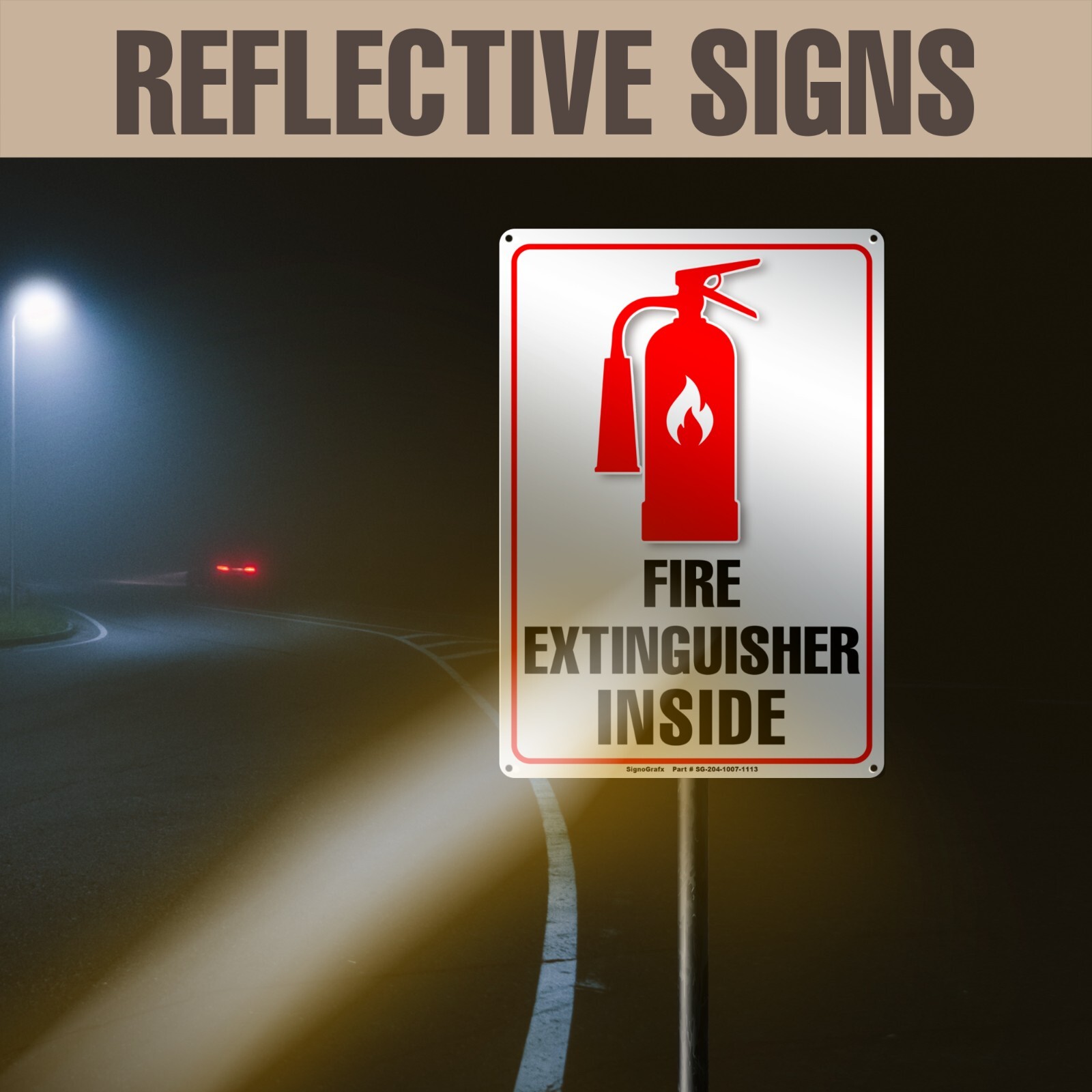SIGNOGRAFX Fire Extinguisher Sign, Fire Safety, 10″x7″ Security for School & Lab