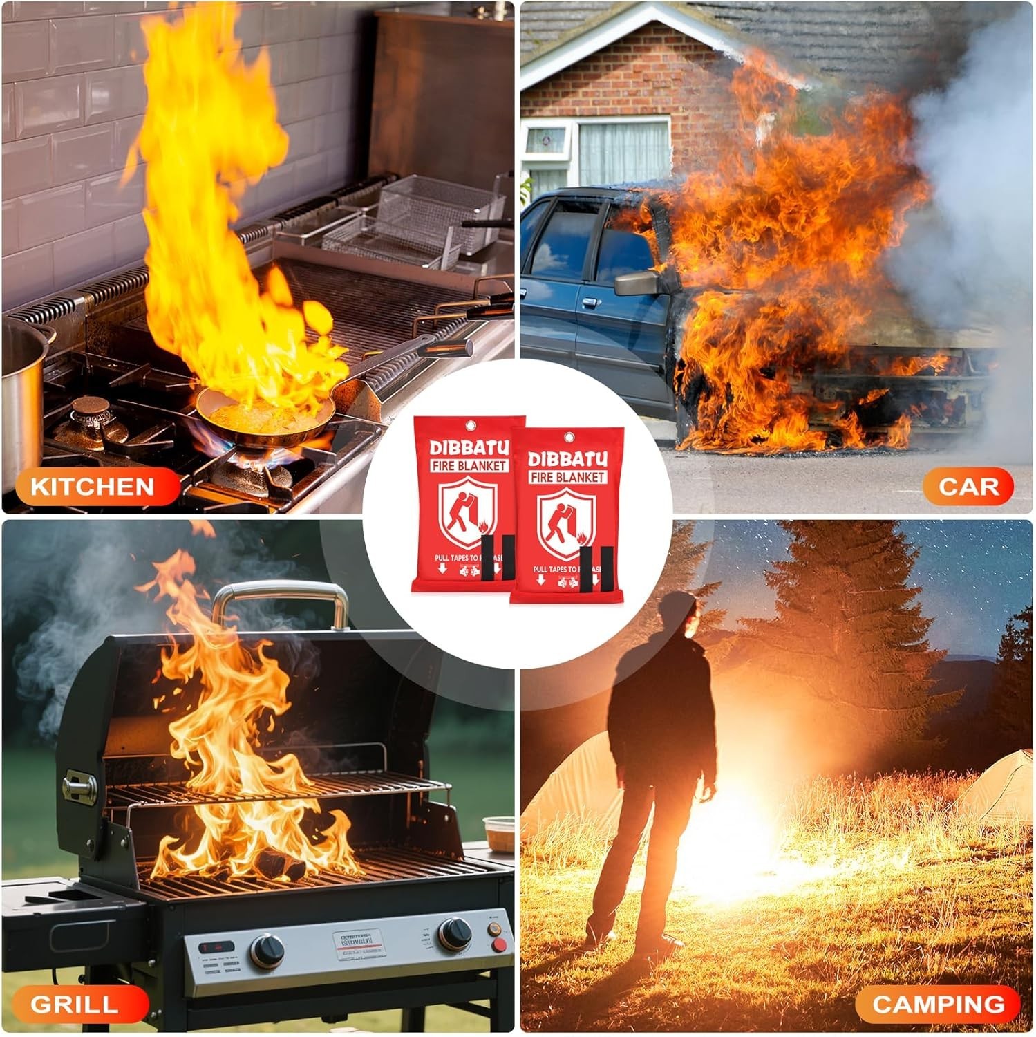Fire Blanket for Home Kitchen, Fireproof Emergency Survival Fire Blanket, 40×40