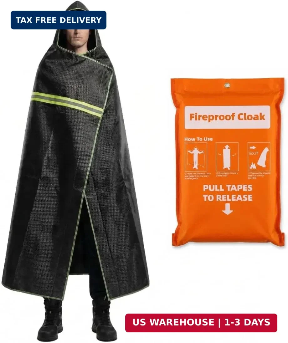 Fireproof Cloak with Hood – Fiberglass Free Fire Blanket Emergency for Home, 180