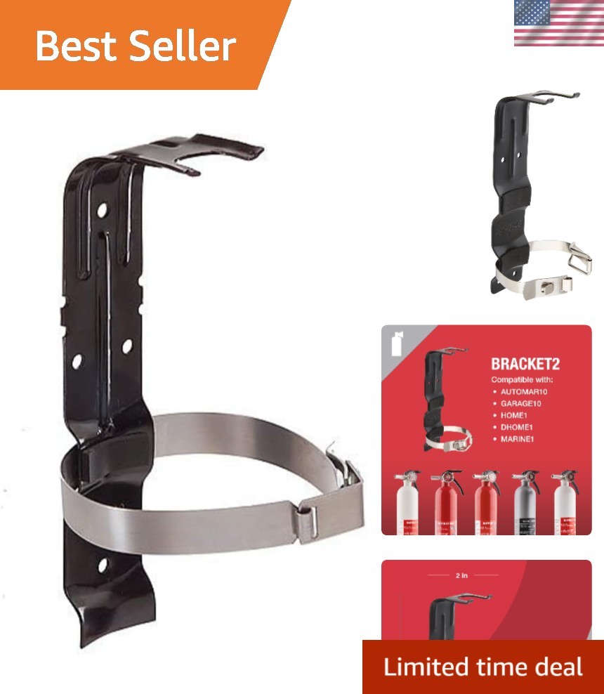 Durable Black Powder Coated Fire Extinguisher Bracket, Secure & Versatile Use