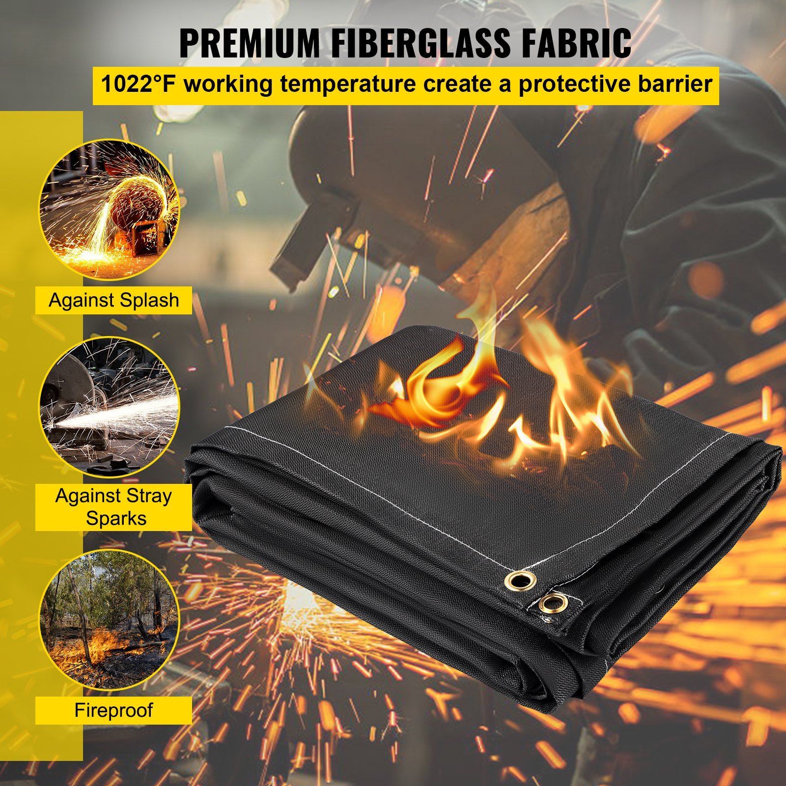 2 Pack 8 FT x 10 FT Fire Emergency Blankets 1022°F with 12 Brass Grommets