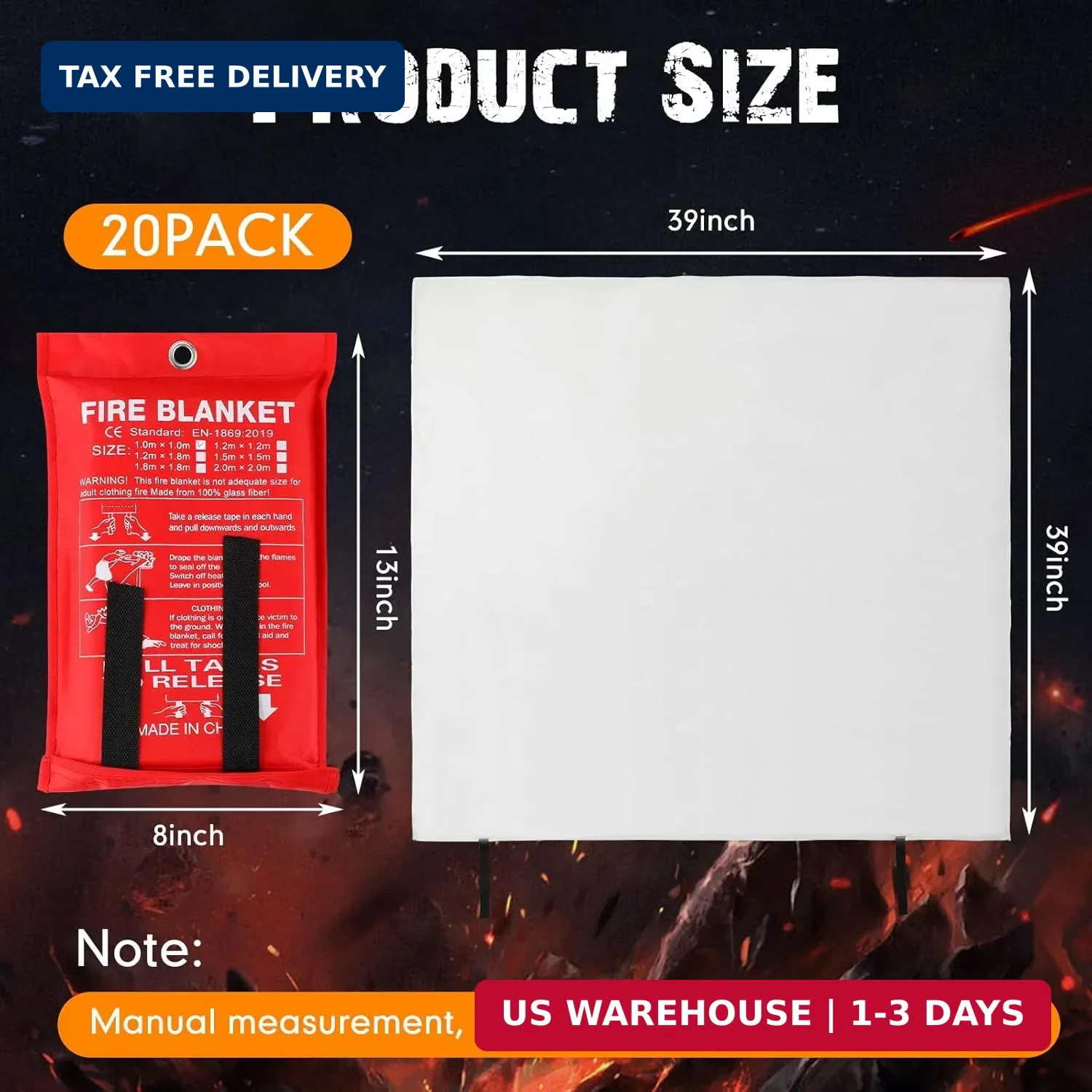 Moukeren Fire Blanket Fire Emergency Blankets for Home Kitchen, Survival Safety