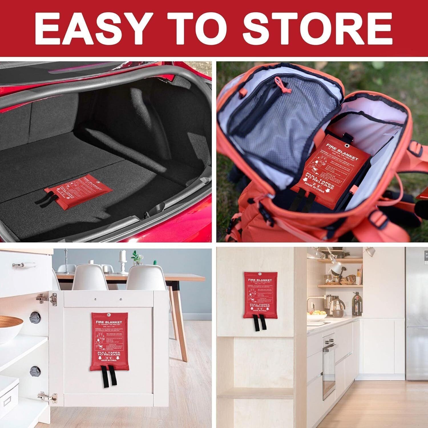 Emergency Fire Blanket Fiberglass Flame Retardant Safety Cover for Kitchen Home