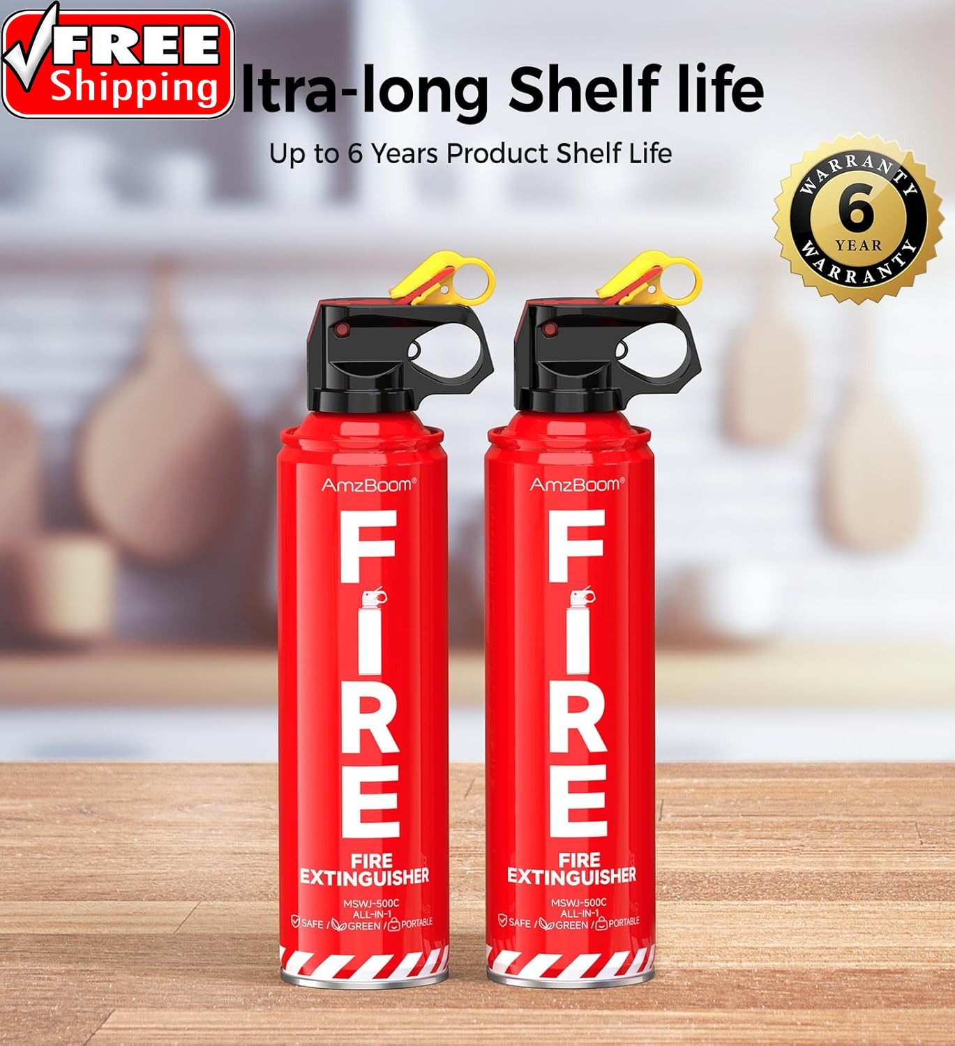 2-Pack Fire Extinguisher for Home, Kitchen, Car, and Grill with Mounting Bracket