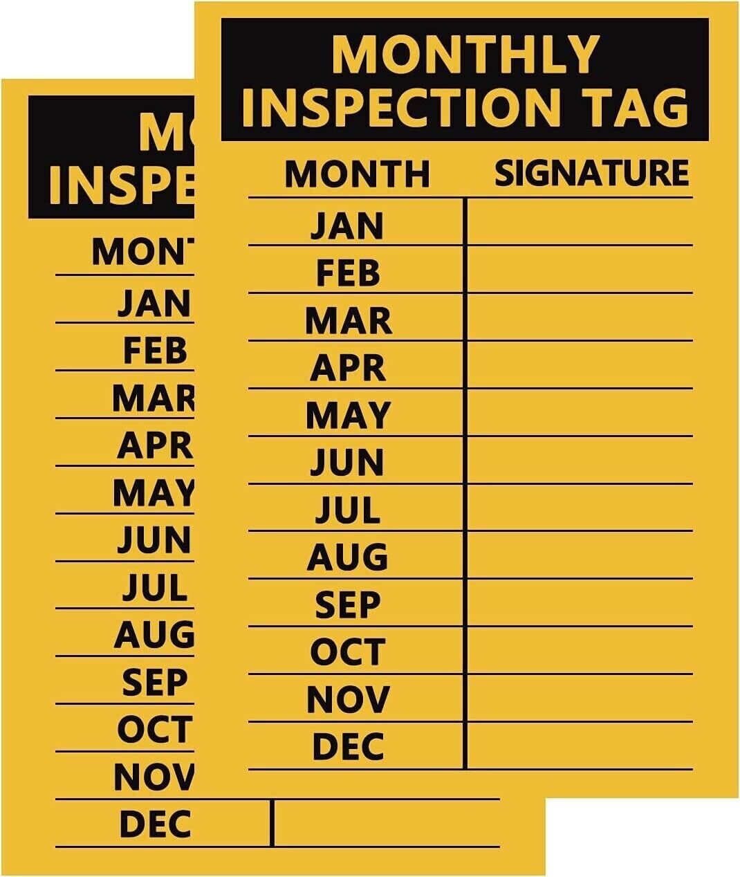 10-5″X 3″VINYL ADHESIVE MONTHLY INSPECTION TAGS FIRE EXTINGUISHER/MACHINERY+++
