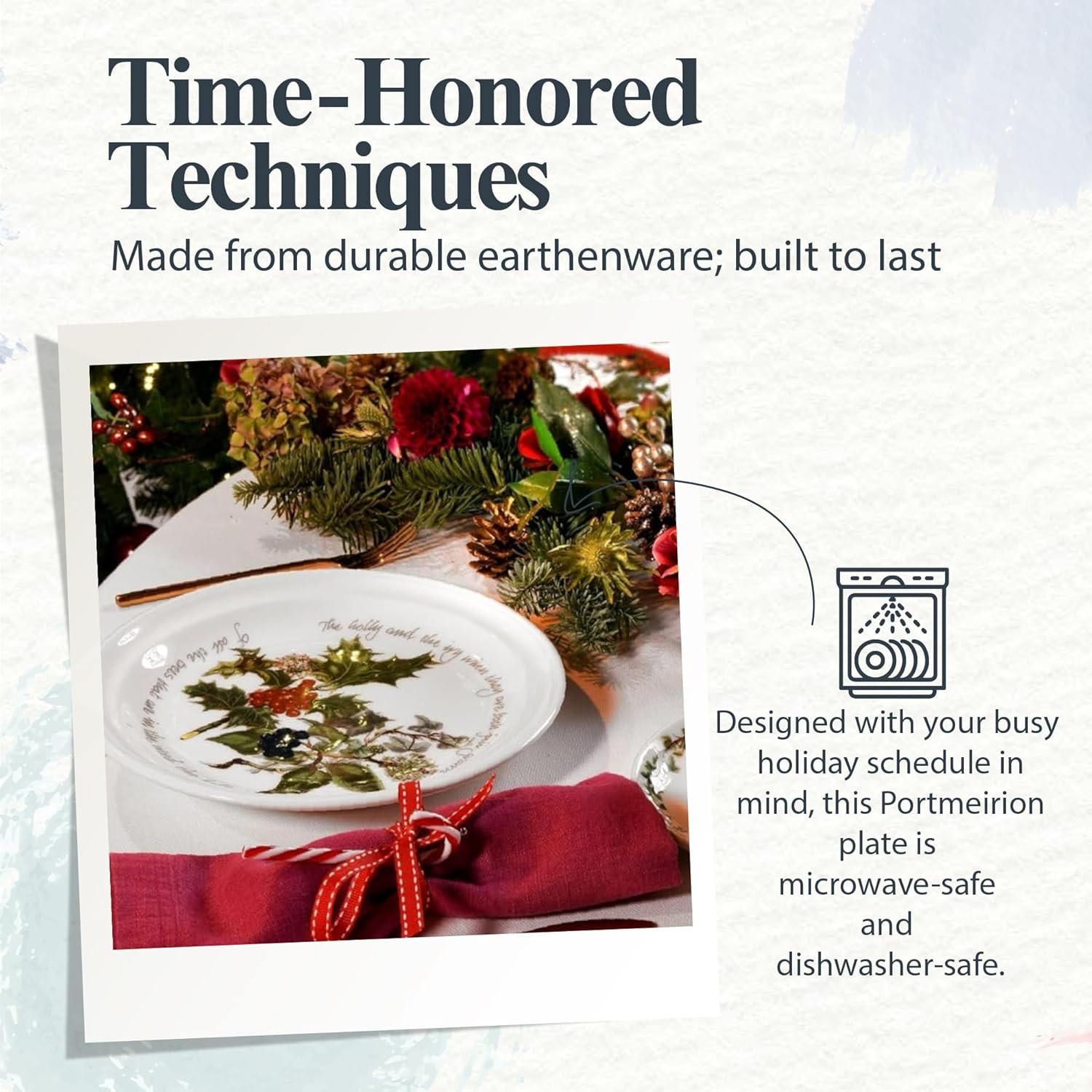 Holly and Ivy 10-inch Christmas Dinner Plates (Set of 4) – Festive Tableware, Be