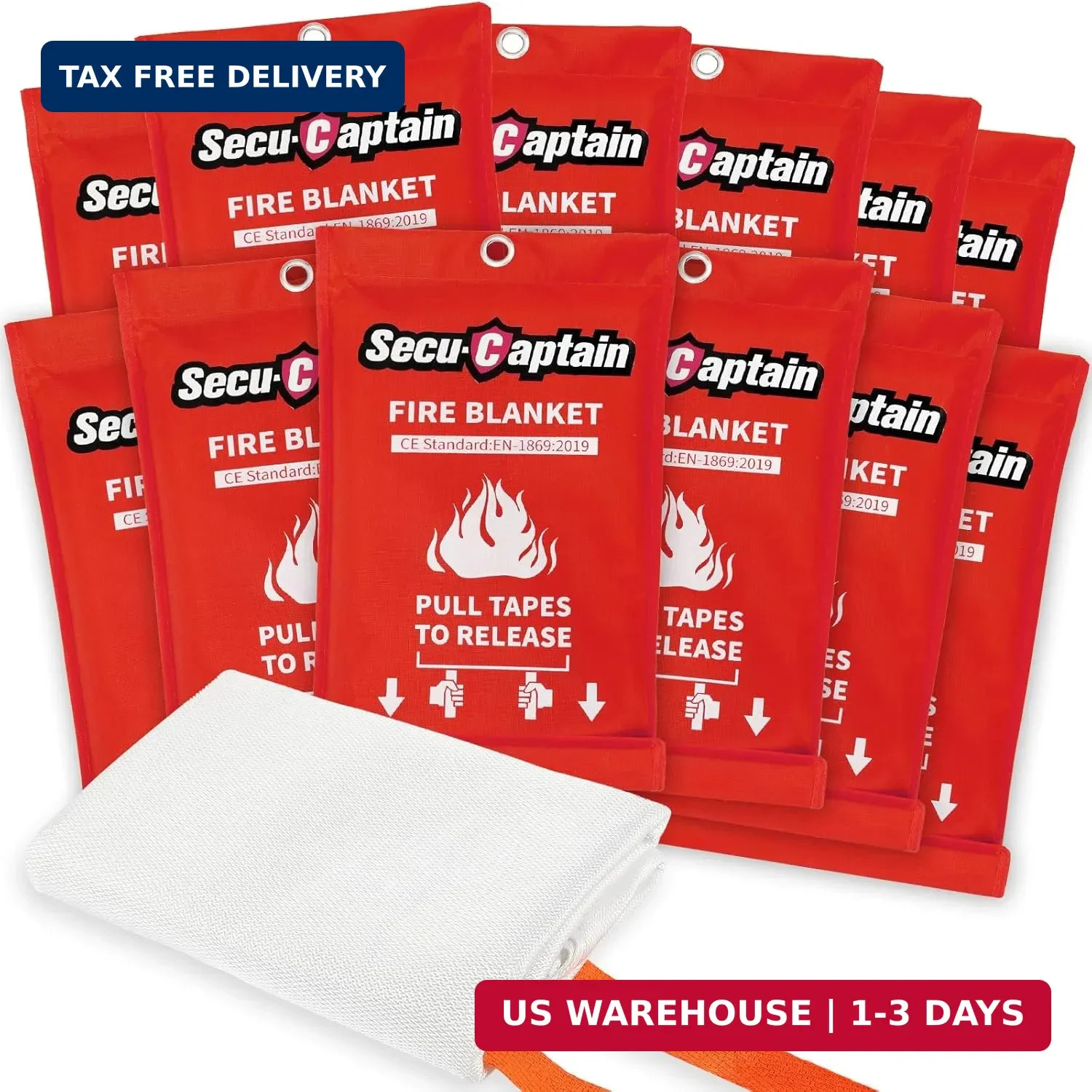 SecuCaptain Emergency Fire Blanket for Home and Kitchen – 12 Pack 40″x40″ Flame