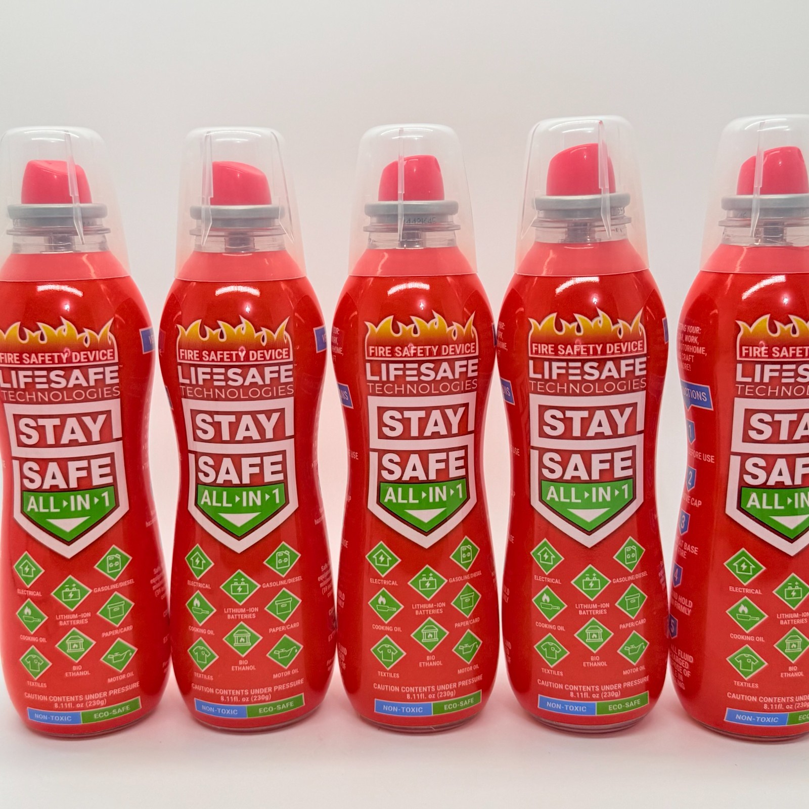 5x LifeSafe StaySafe All-in-1 Portable Fire Extinguisher Spray For Home & Travel