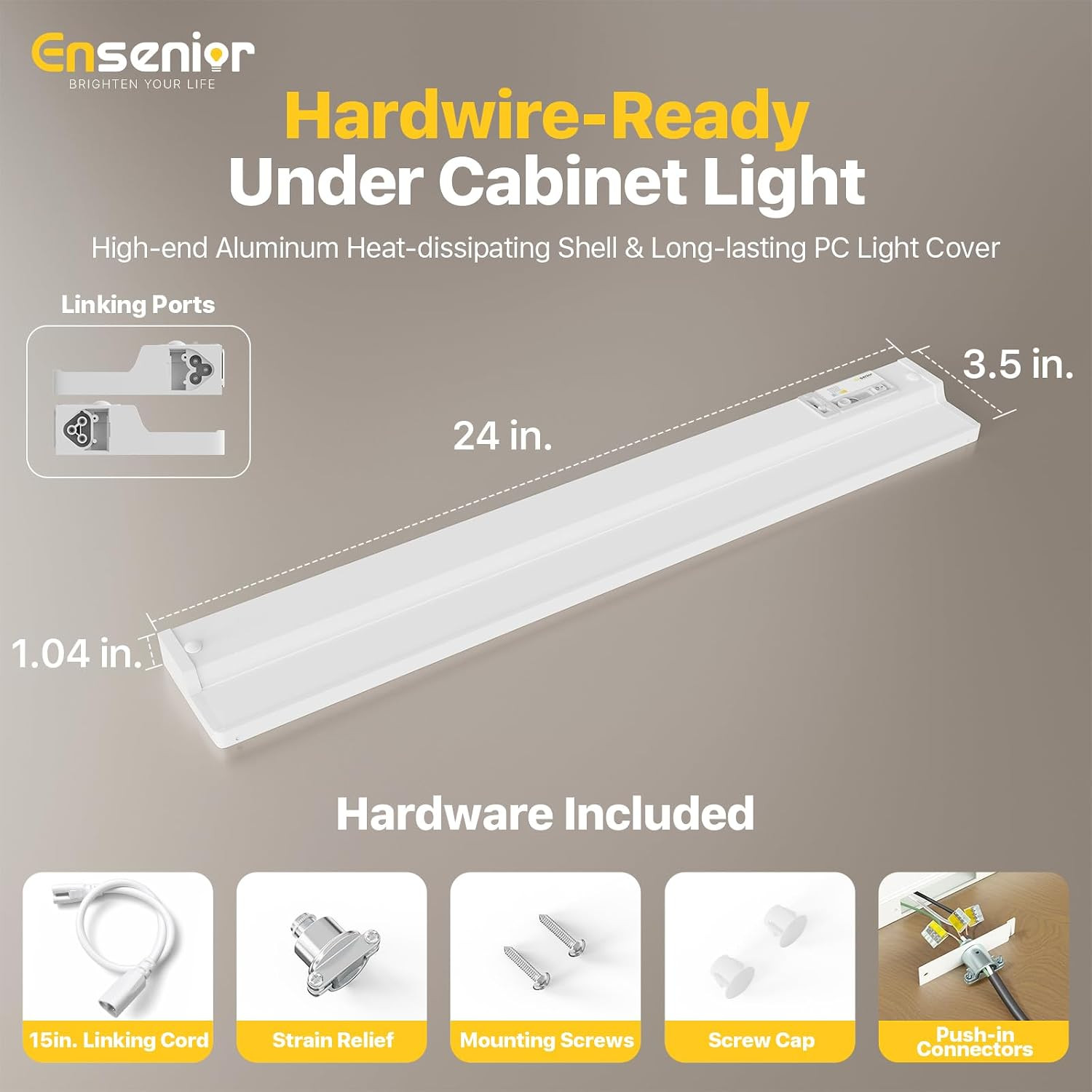 Hardwired under Cabinet Lighting, 24 Inch 14W under Cabinet Lights | Built-In Di