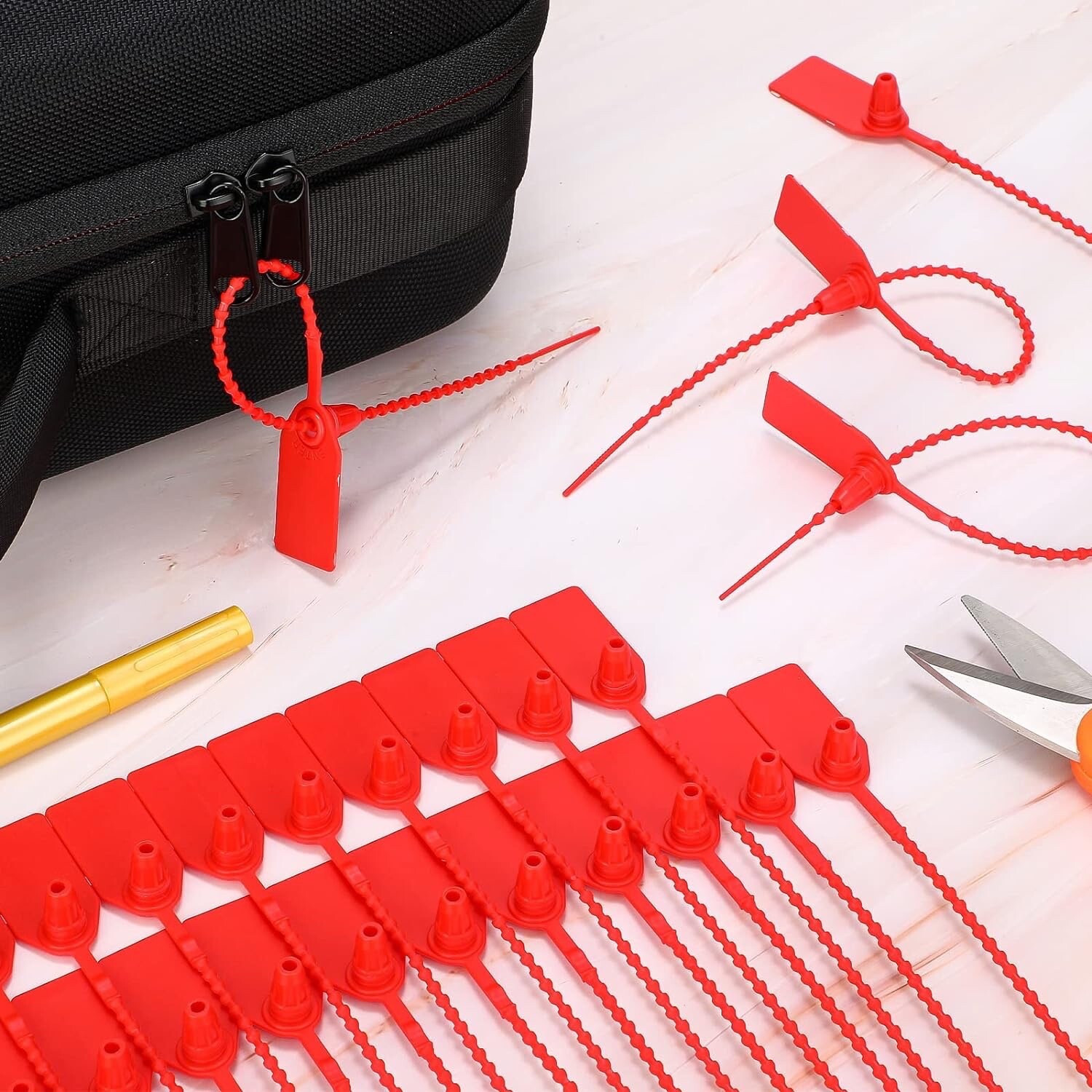 🔥🧯1000-(RED) FIRE EXTINGUISHER TAMPER PROOF “FLAG” SAFETY SEALS U.L. APPROVED