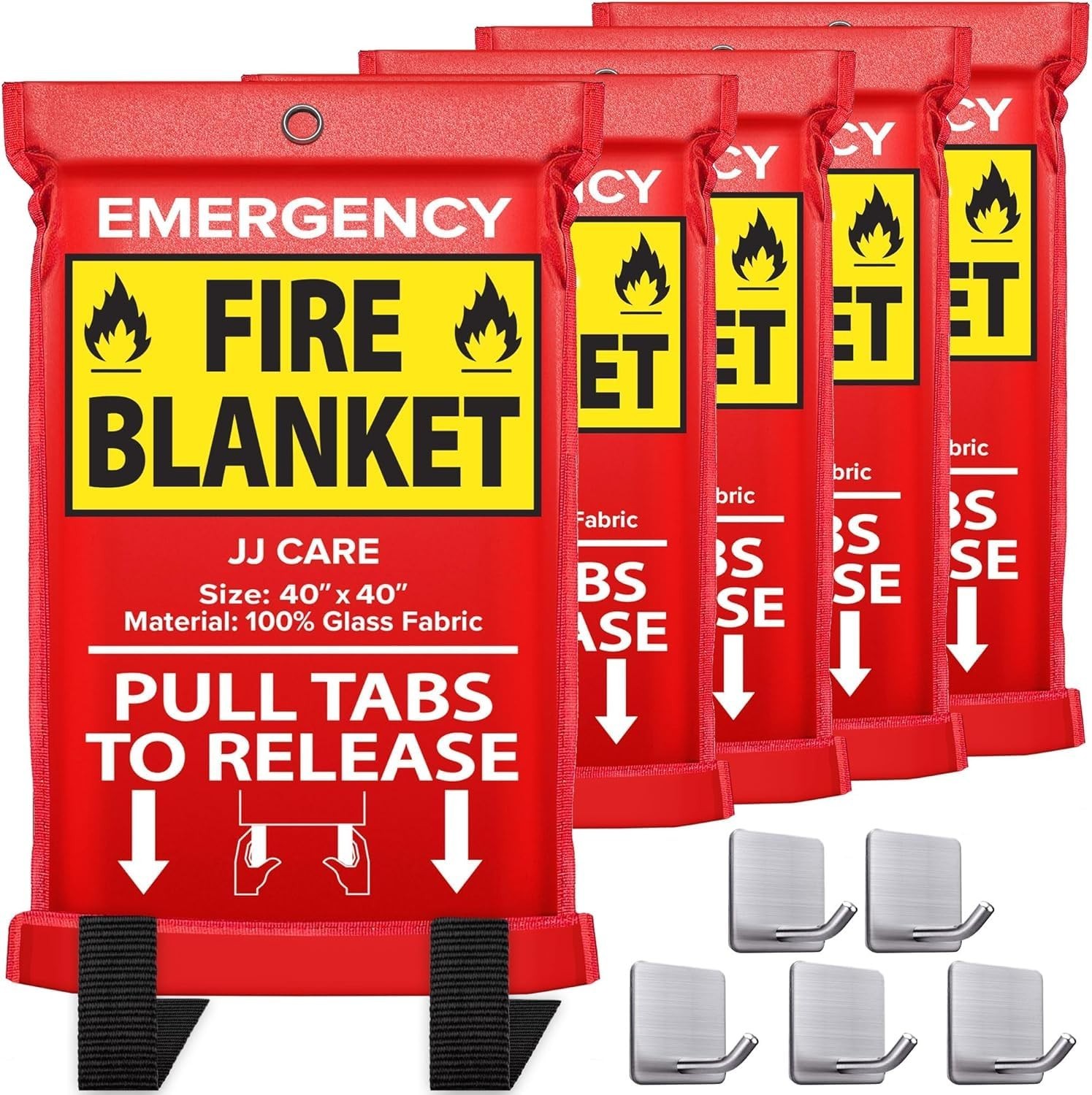 Emergency Fire Blanket 5 Pack – 40″x40″ Heat Resistant Safety Blankets for Home,