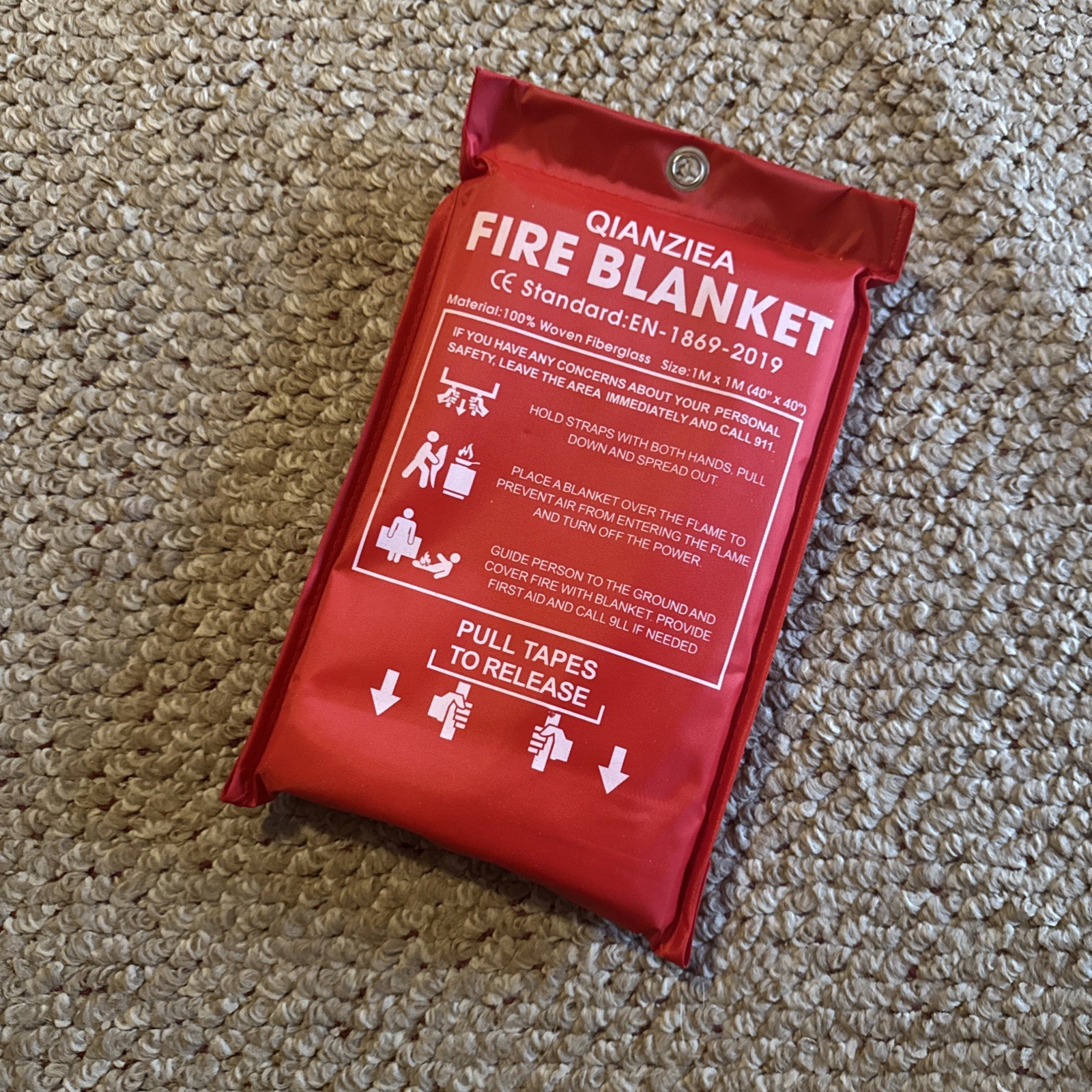 FIRE BLANKET Fiberglass Hero Emergency Home Retardant Prepared 40”by 40” New