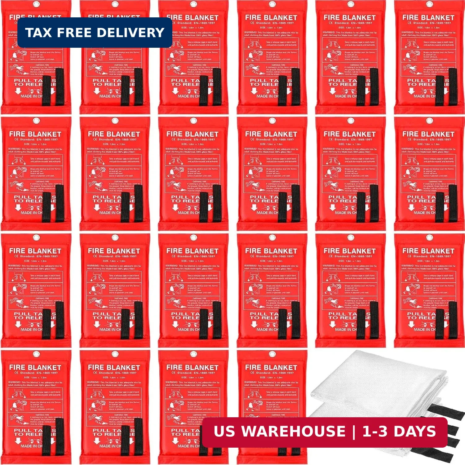Jerify 24 Pcs Fire Blanket – Fiberglass Fire Emergency Flame Retardant Safety Fi