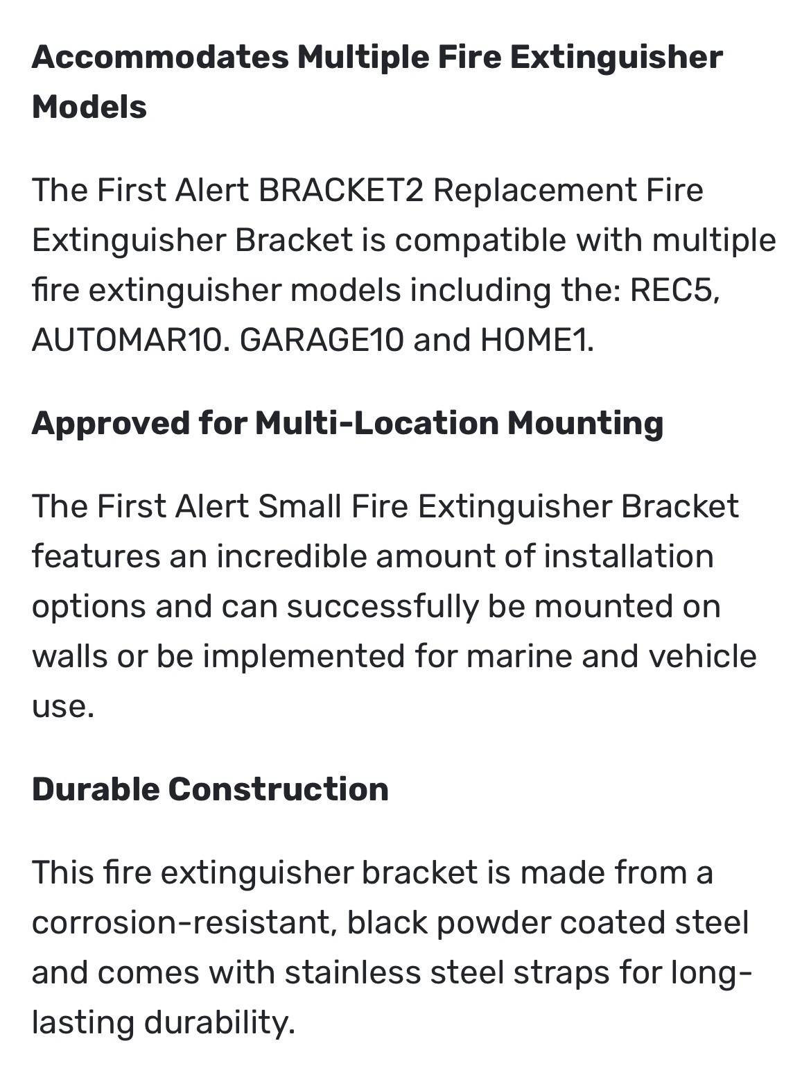First Alert Small Fire Extinguisher Mounting Bracket – BRACKET2 NEW IN BOX