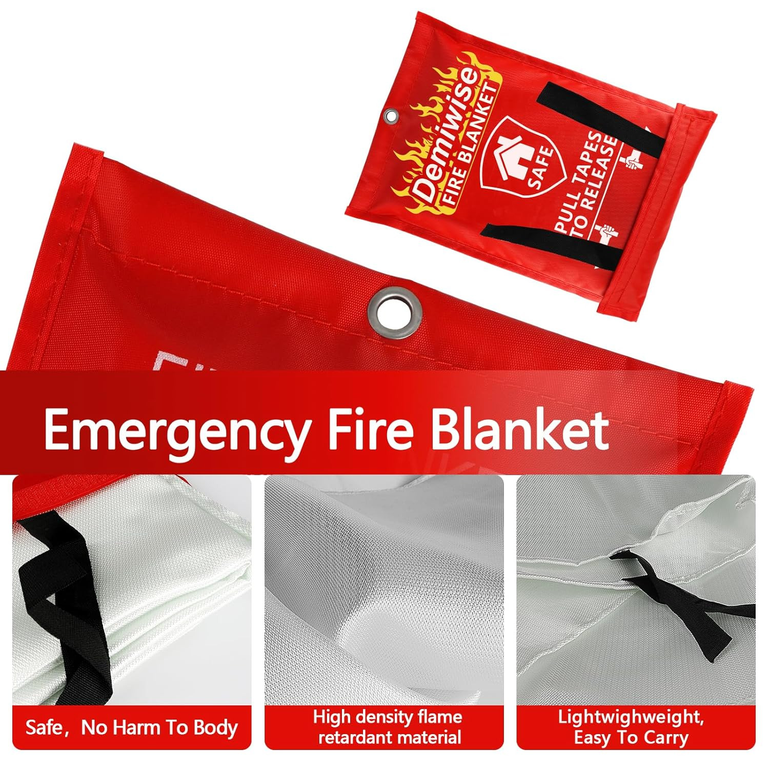 Fire Blankets for Home and Kitchen,4-Pack 40″X40″ Emergency Fire Safety Blankets