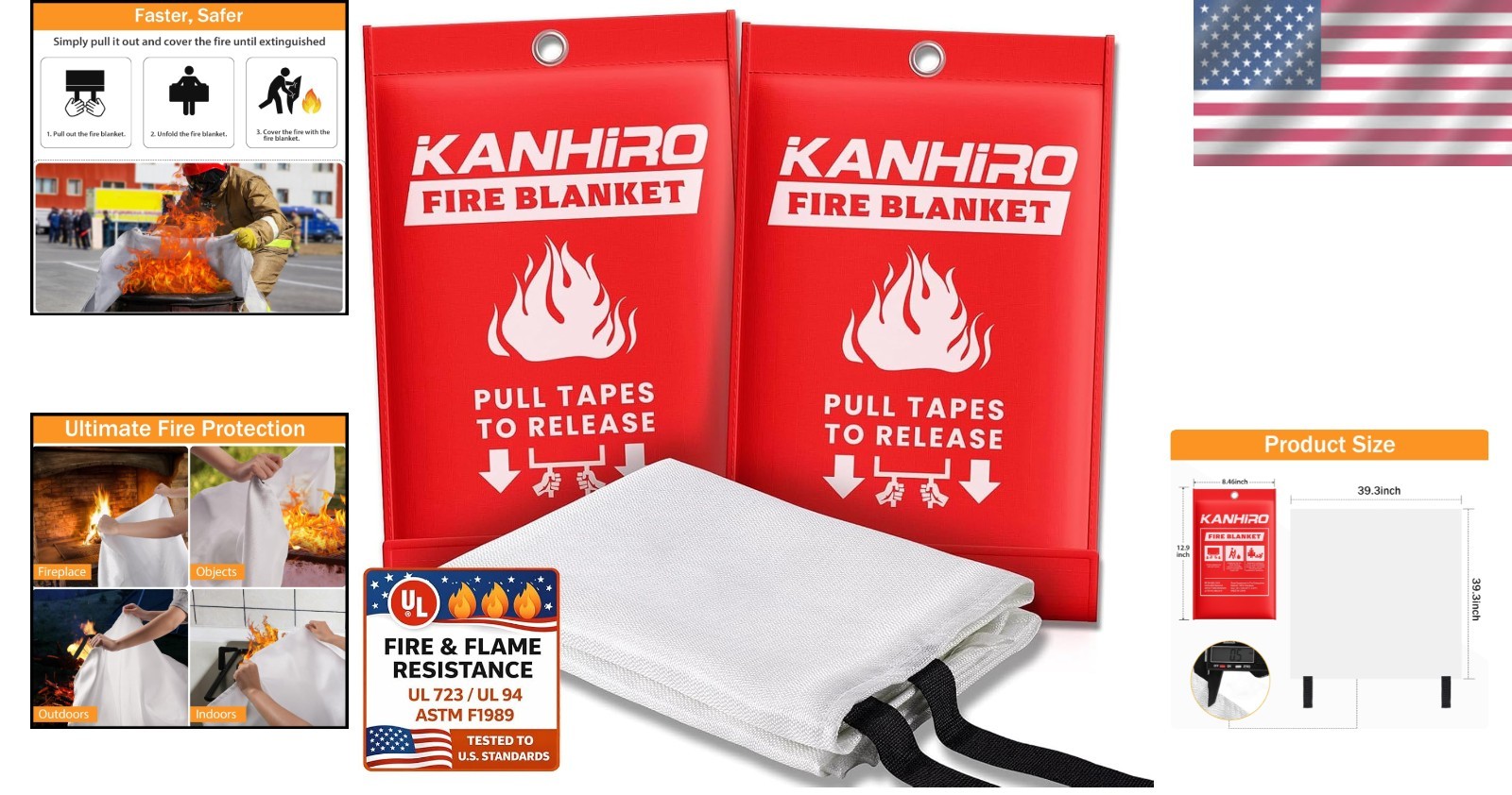 Essential Fire Safety: Lightweight Fiberglass Blanket 2-Pack – 39” x 39”