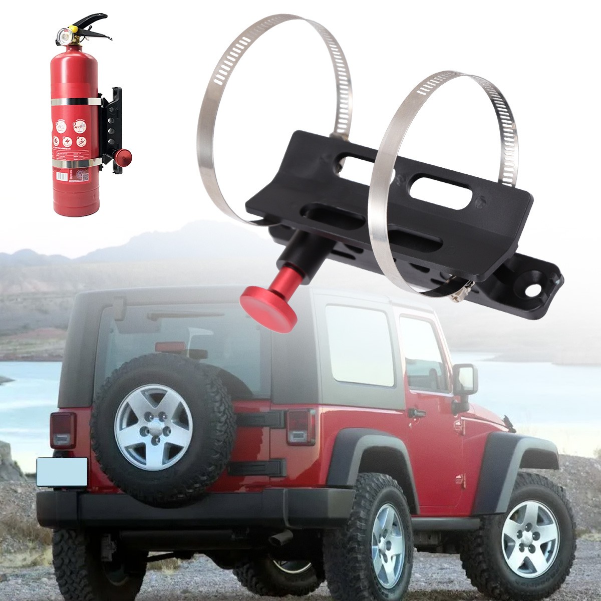 Quick Release Roll Bar Fire Extinguisher Mount Bracket for Jeep Wrangler UTV ATV