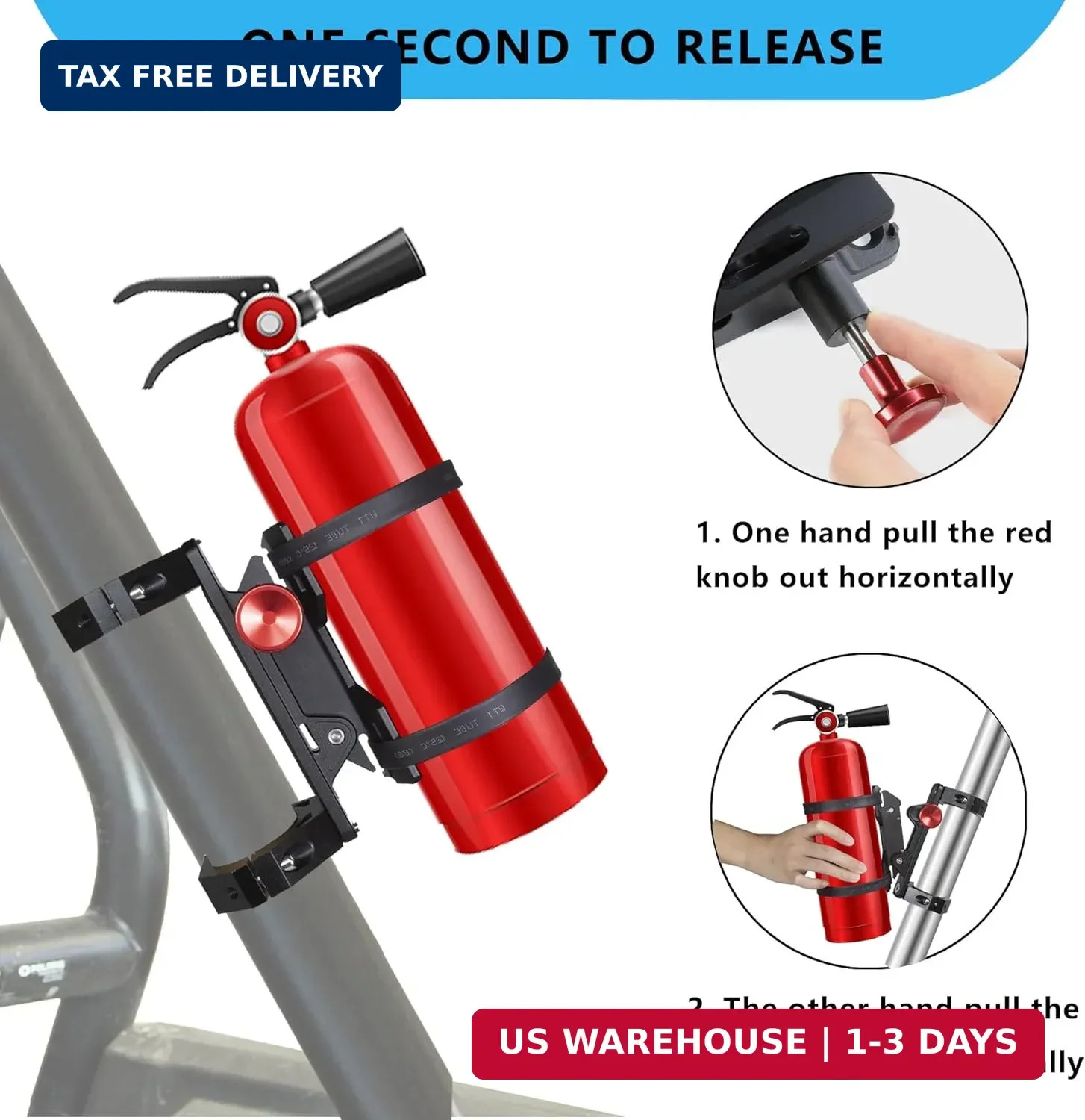 Fire Extinguisher Mount Bracket, Aluminum UTV Quick Release Fire Extinguisher Mo