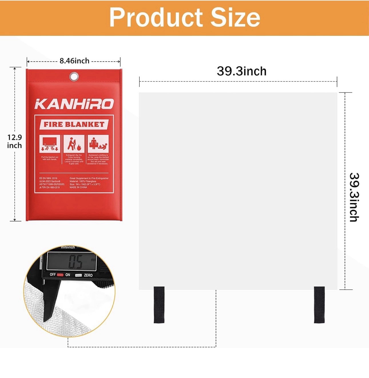 Emergency Fire Blanket for Home Kitchen – KANHIRO Fiberglass Fire Safety Blanket