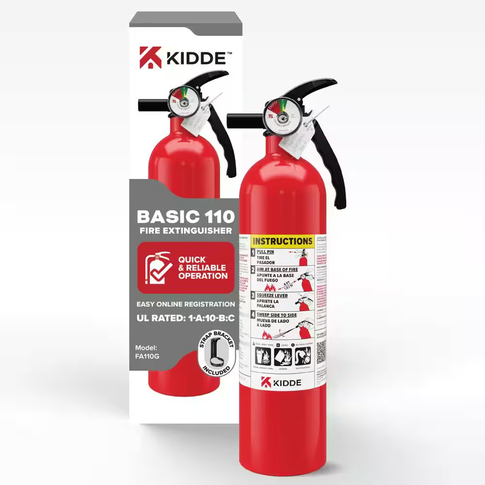Fire Extinguisher Multi Use Home Office Shop Emergency 1-A:10-B:C Kidde 1,2 Pack