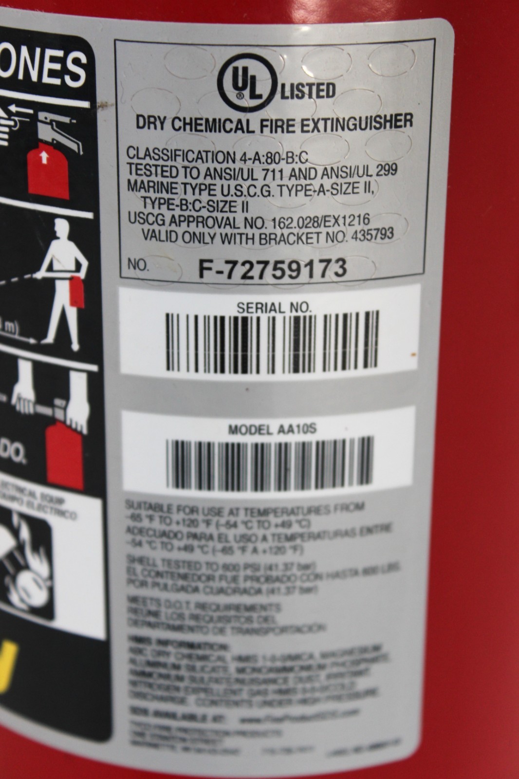 Sentry AA10S Dry Chemical 10lb Fire Extinguisher (2022 model)