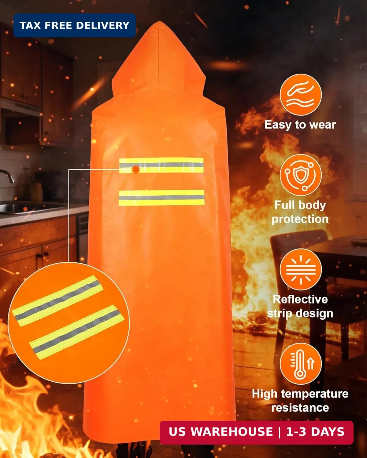 Mondoshop Emergency Fireproof Cloak for Home for Car Safe Fire Escape Cloak for