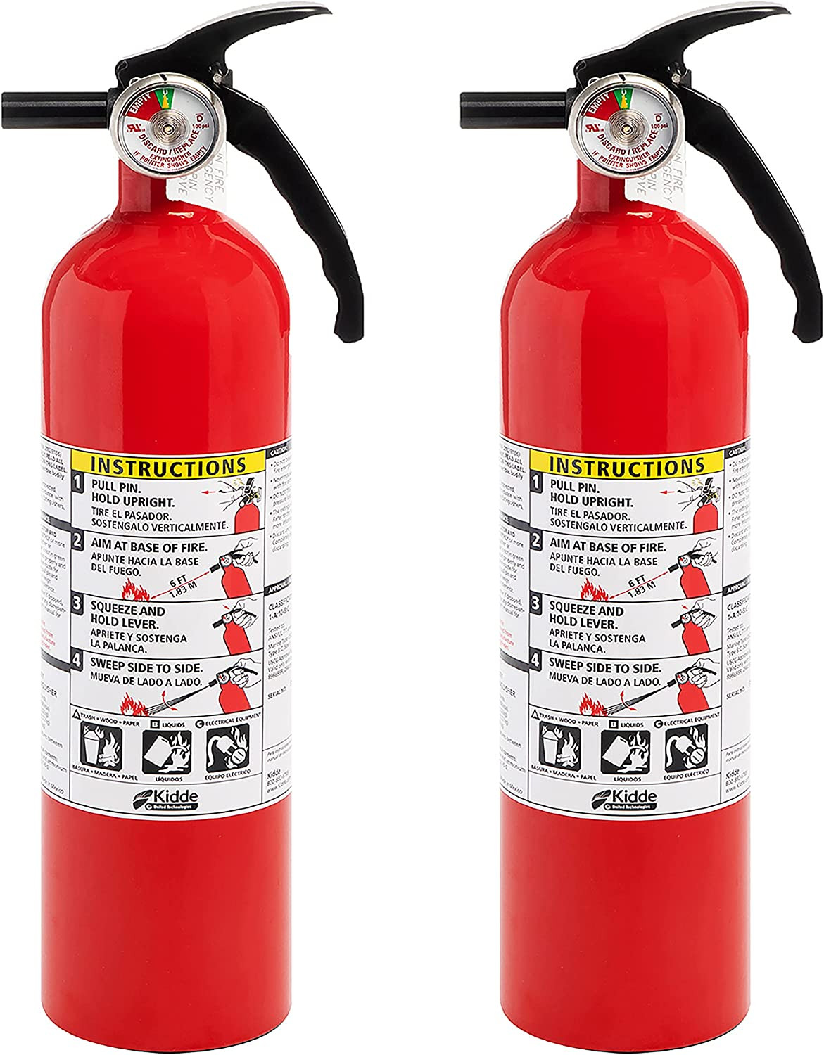 Fire Extinguisher for Home, 1-A:10-B:C, Dry Chemical Extinguisher, Red, Mounting