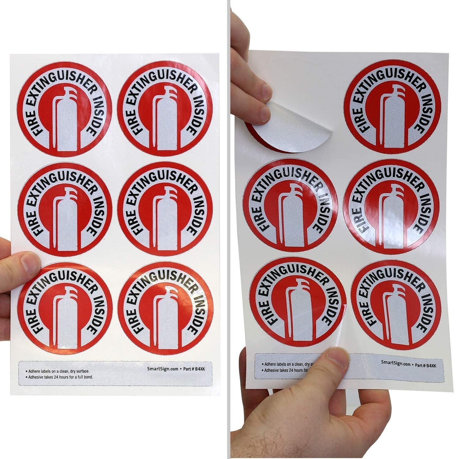 6 Engineer Grade Fire Extinguisher Stickers | Reflective 2.75″ Labels
