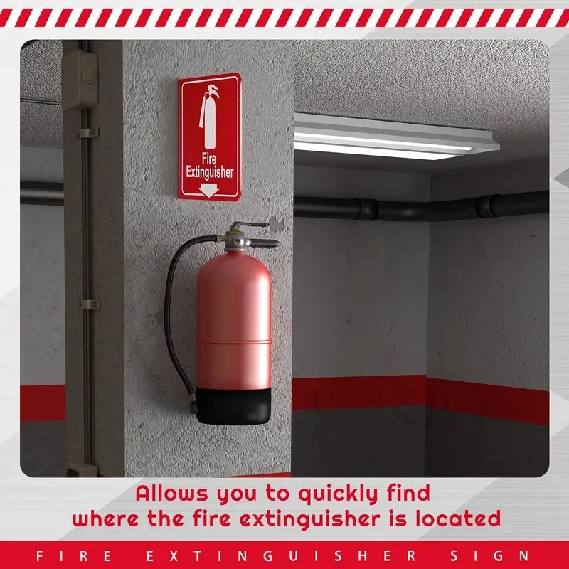 🎯(SET OF 2) 6″x6″ RIGID PLASTIC 90* ANGLE FIRE EXTINGUISHER ARROW SIGNS NEW