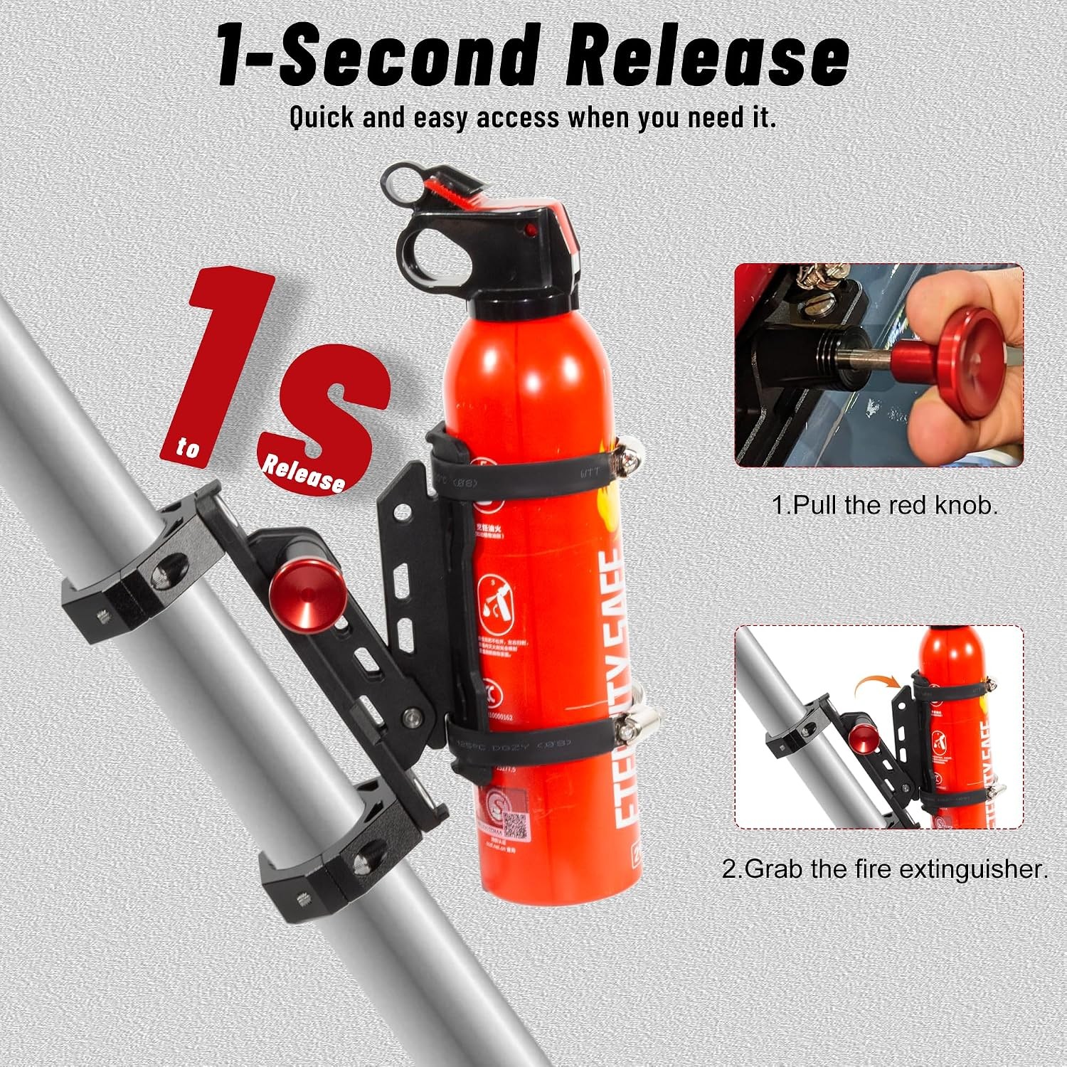 UTV Fire Extinguisher Mount Kit Quick Release Roll Bar Holder 1.75-2 UTV SXS