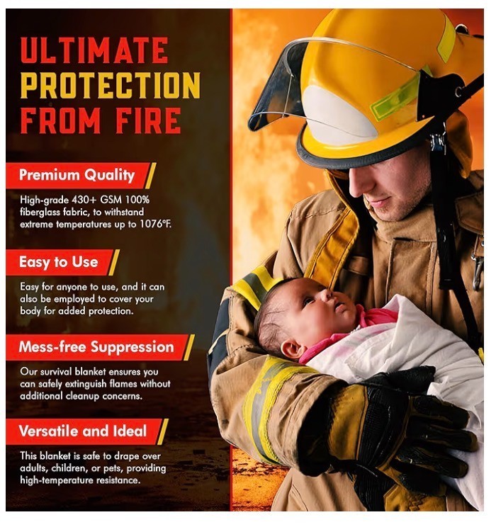 Mart Cobra Emergency Fire Blanket for Home and Kitchen – 1 Pack – Fire Blanket