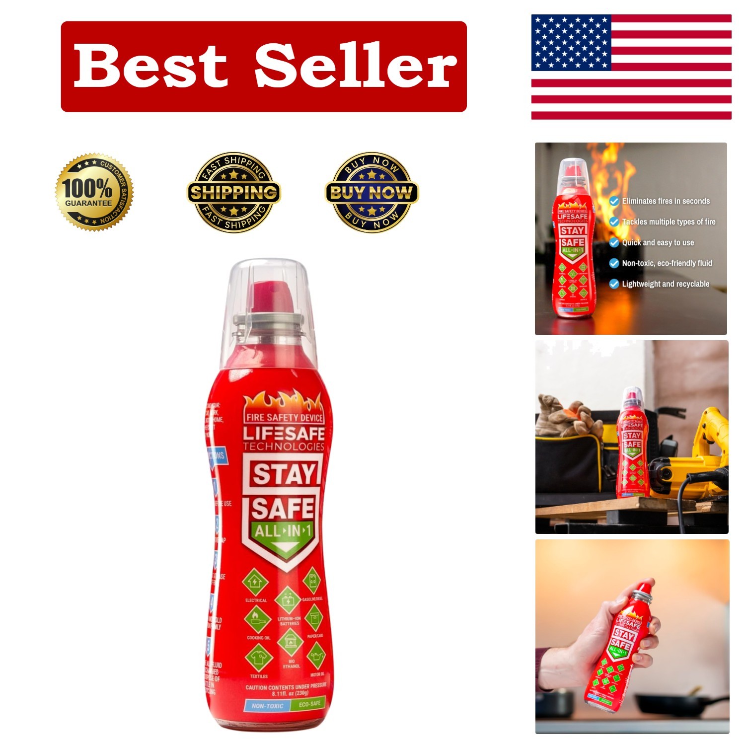 Compact All-in-One Fire Spray – Safe for Electrical Fires & Lithium-Ion Battery