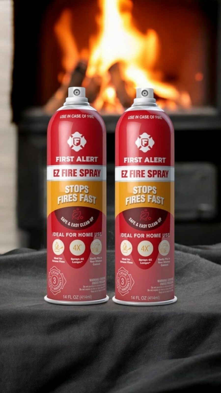2~Fire Extinguisher EZ Fire Spray Stops Fires Fast Safe & Easy Clean-up 14 fl oz