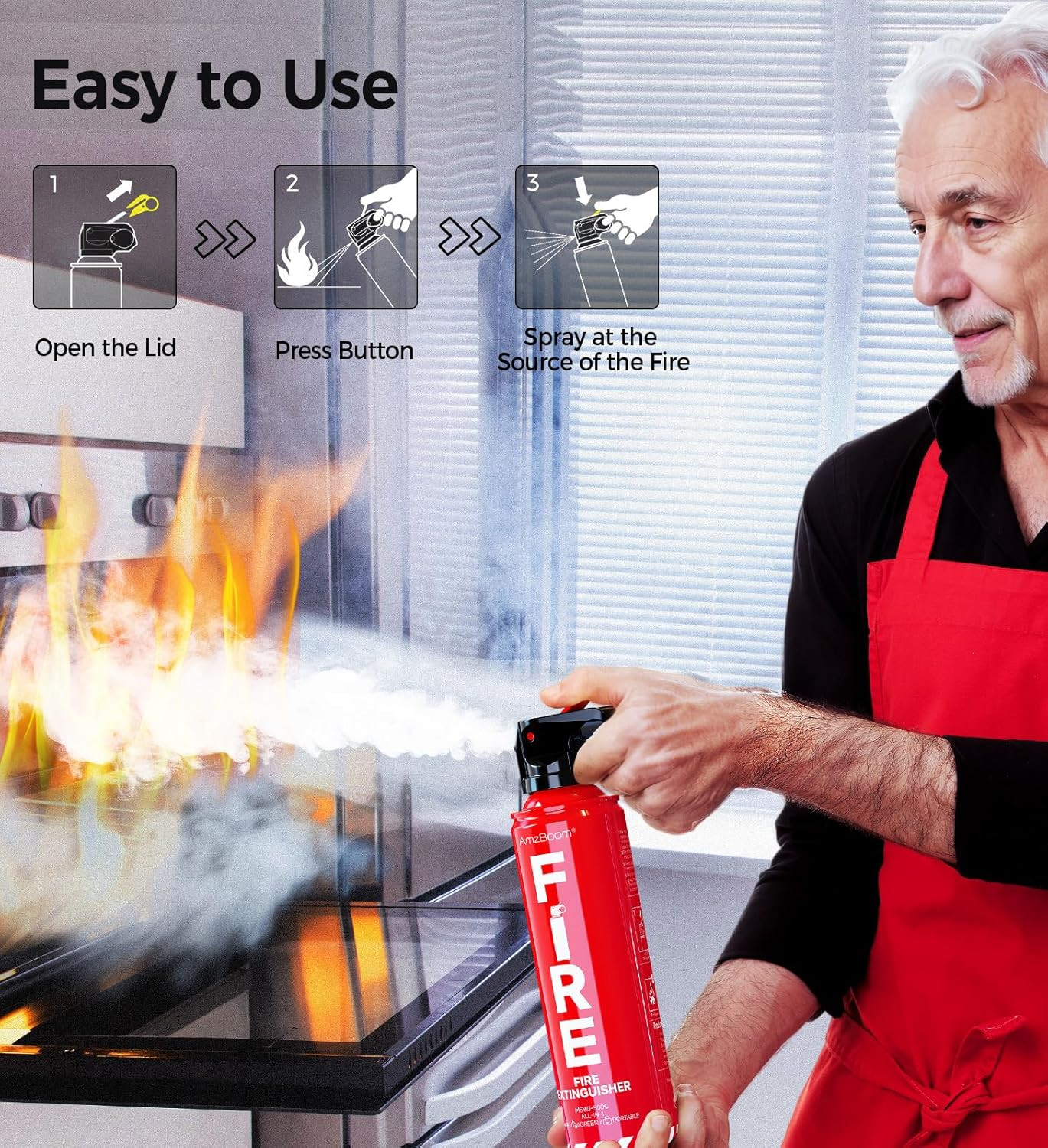 2-Pack Fire Extinguisher for Home, Kitchen, Car, and Grill with Mounting Bracket