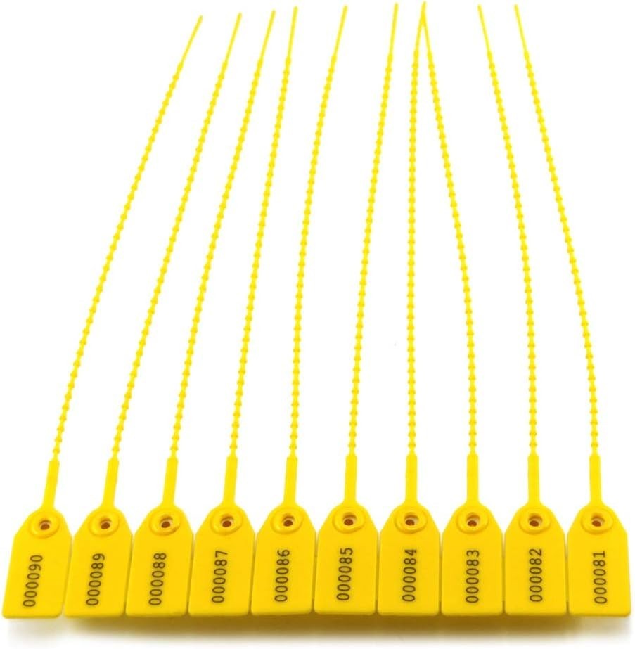 Yellow Plastic Tamper Seals 1000 Pcs – Numbered Security Zip Ties for Fire Ex…