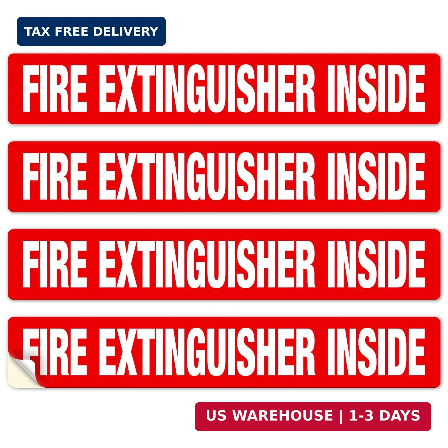 Fire Extinguisher Inside Sign, 4 Pack, 12×2 Inches, Self-Adhesive Vinyl Floor De