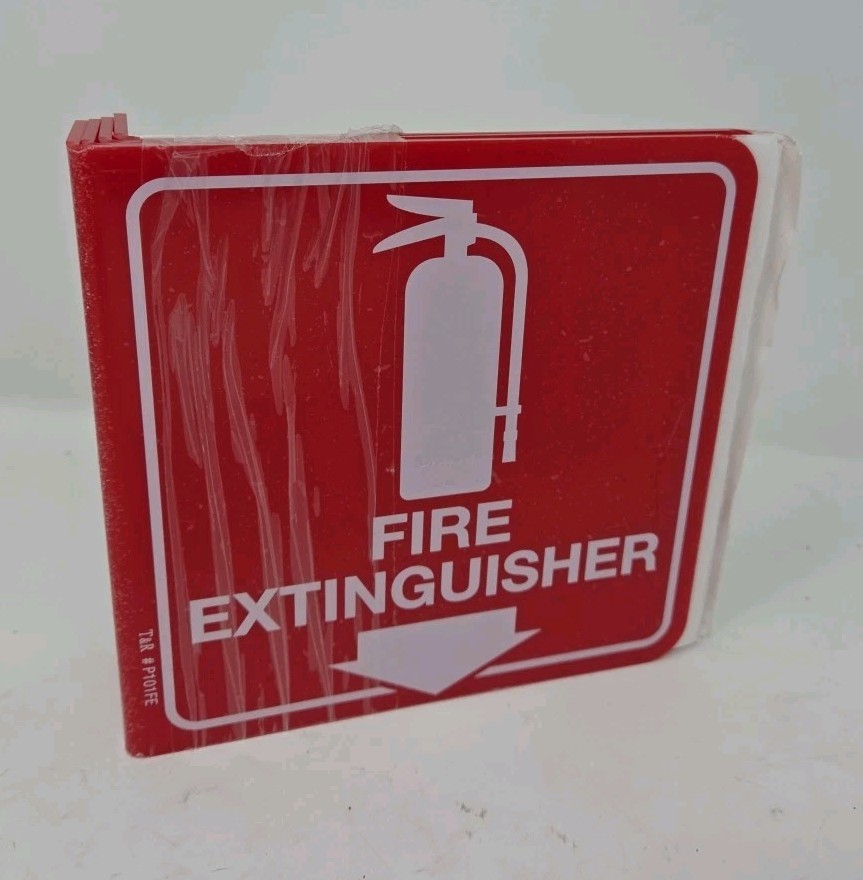 🎯(SET OF 4) 6″x6″ RIGID PLASTIC 90* ANGLE FIRE EXTINGUISHER ARROW SIGNS NEW