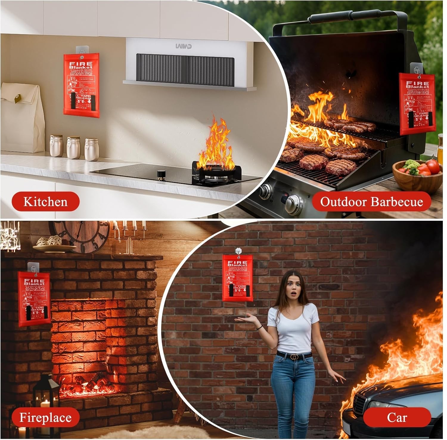 Fire Blanket Emergency for Home – 1 Pack/Size 1.0mx1.0m