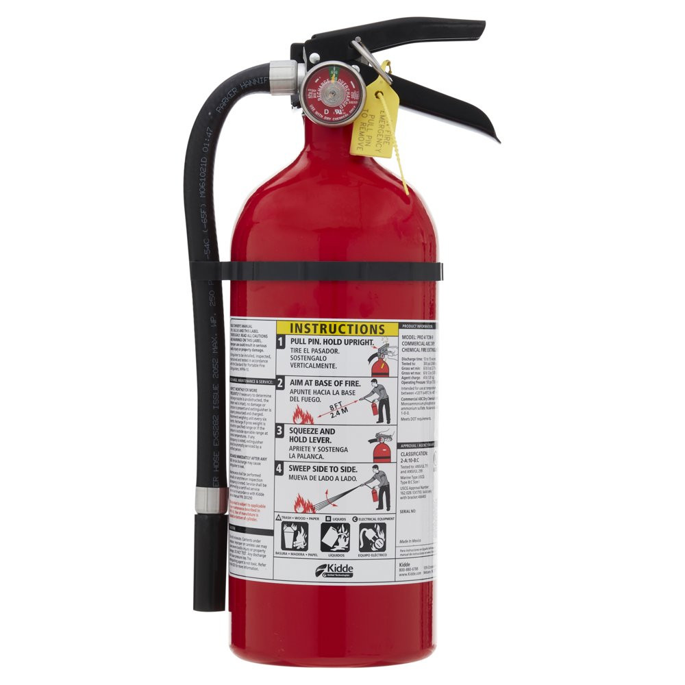 “stay protected with pro 210 fire extinguisher – compact 4lb size