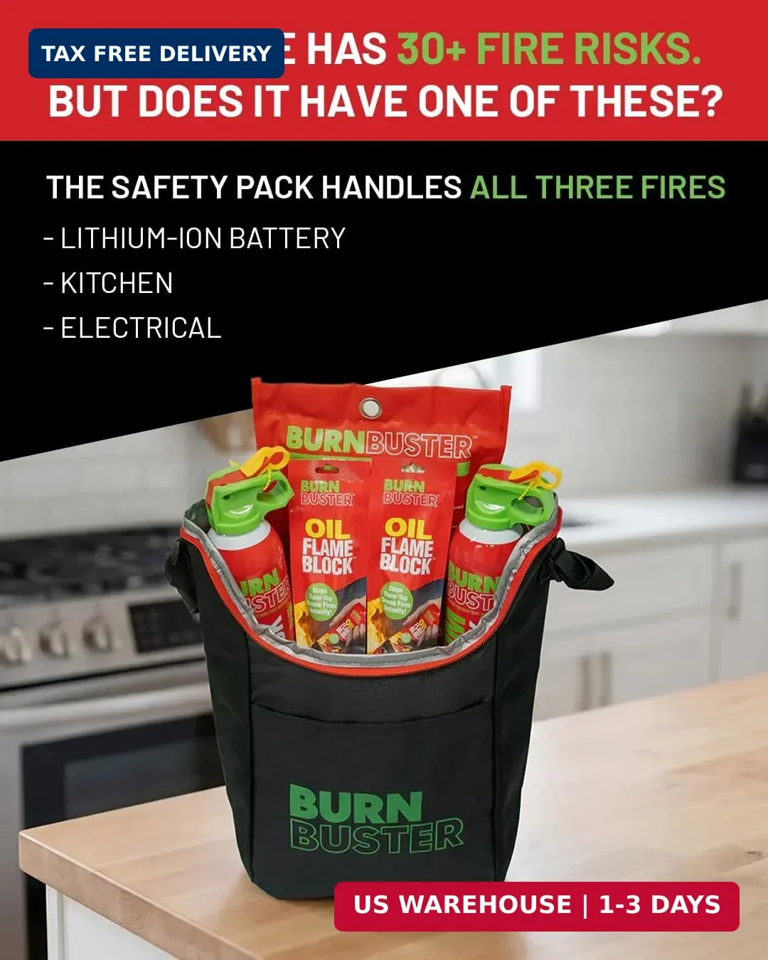 Fire Safety Pack of 6-2x Lithium-Ion Fire Suppression Gel, 2x Emergency Blanket