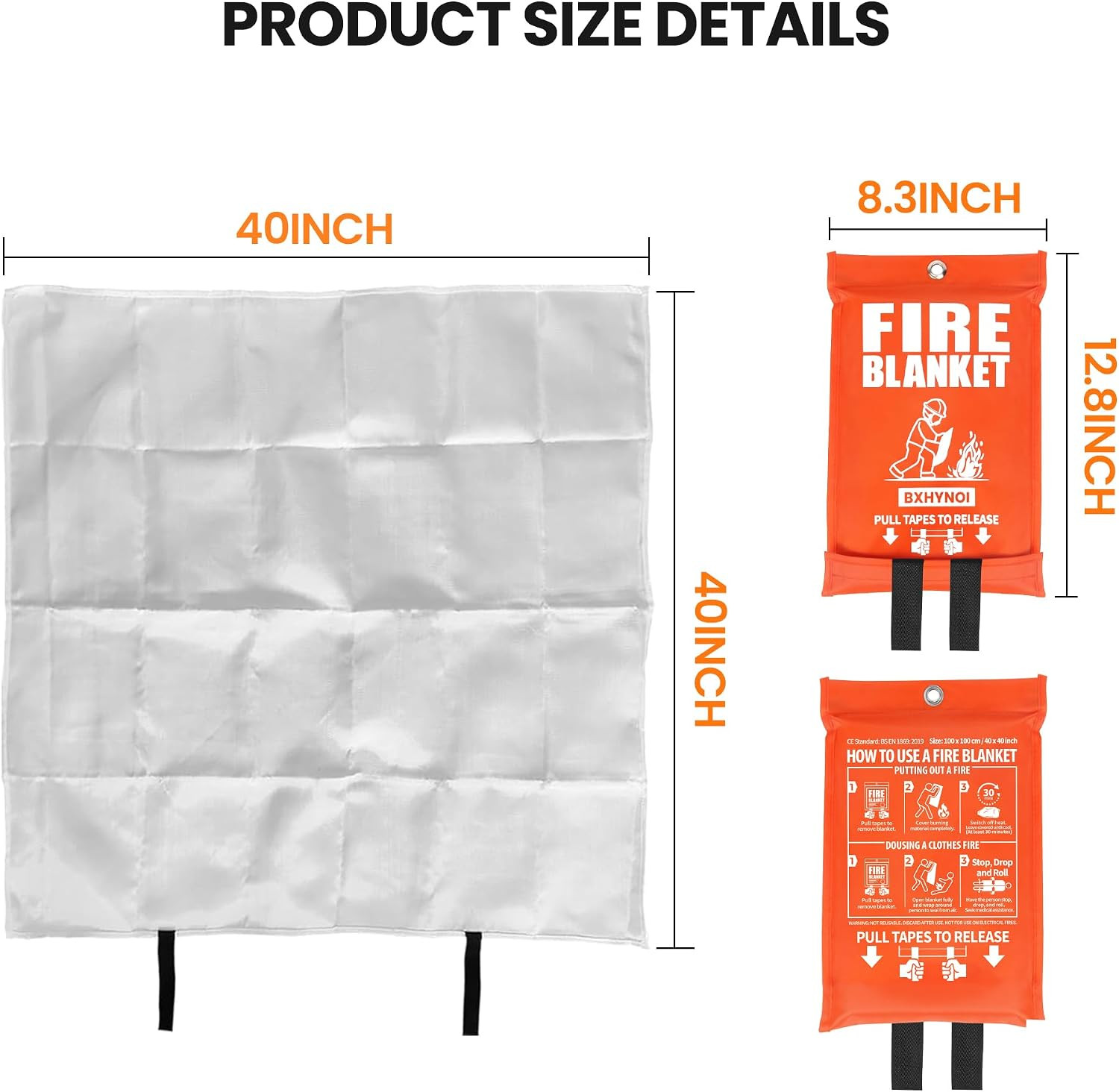 Emergency Fire Blanket 4 Pack 40″X40″, Essential Fire Safety Blanket for Kitchen
