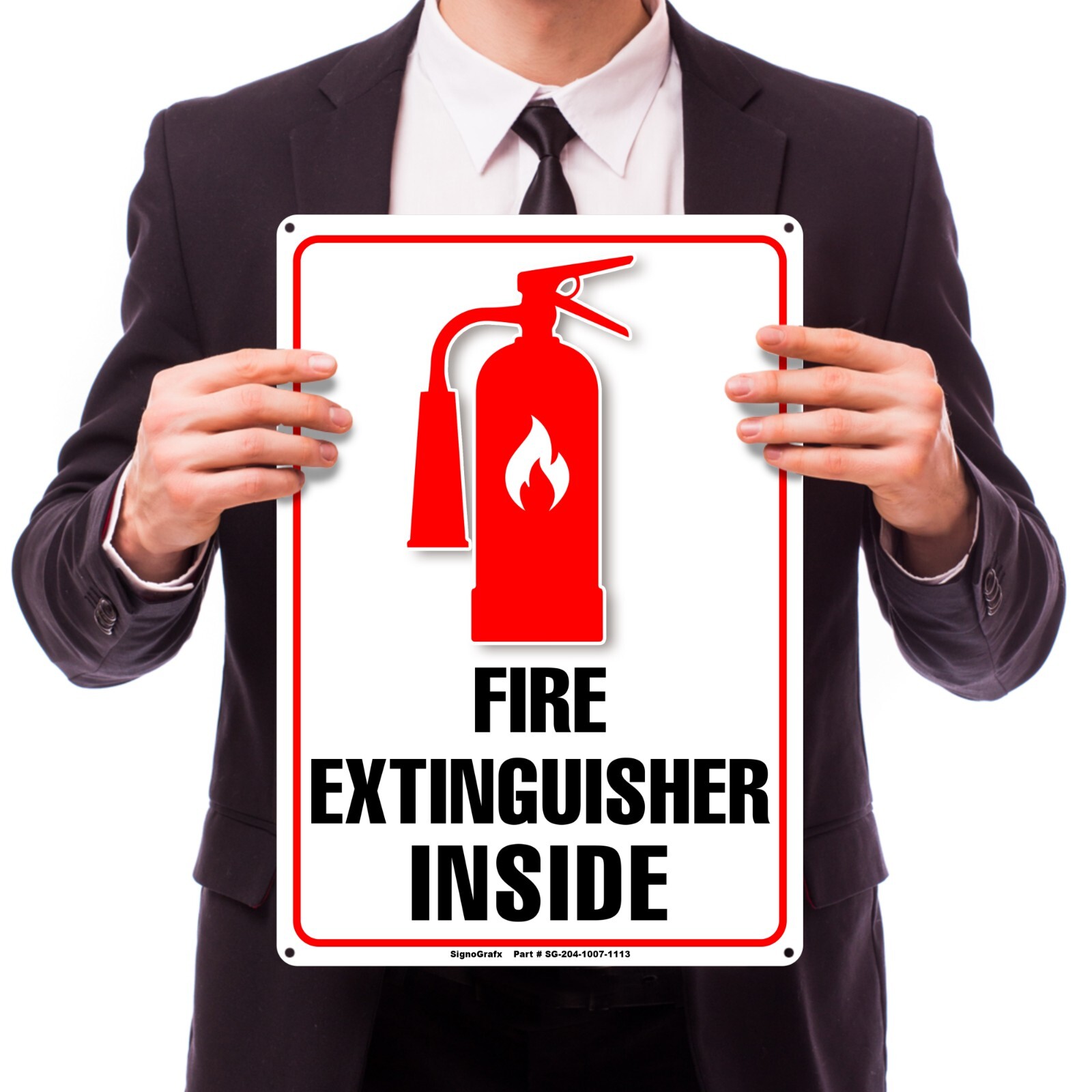SIGNOGRAFX Fire Extinguisher Sign, Fire Safety, 10″x7″ Security for School & Lab