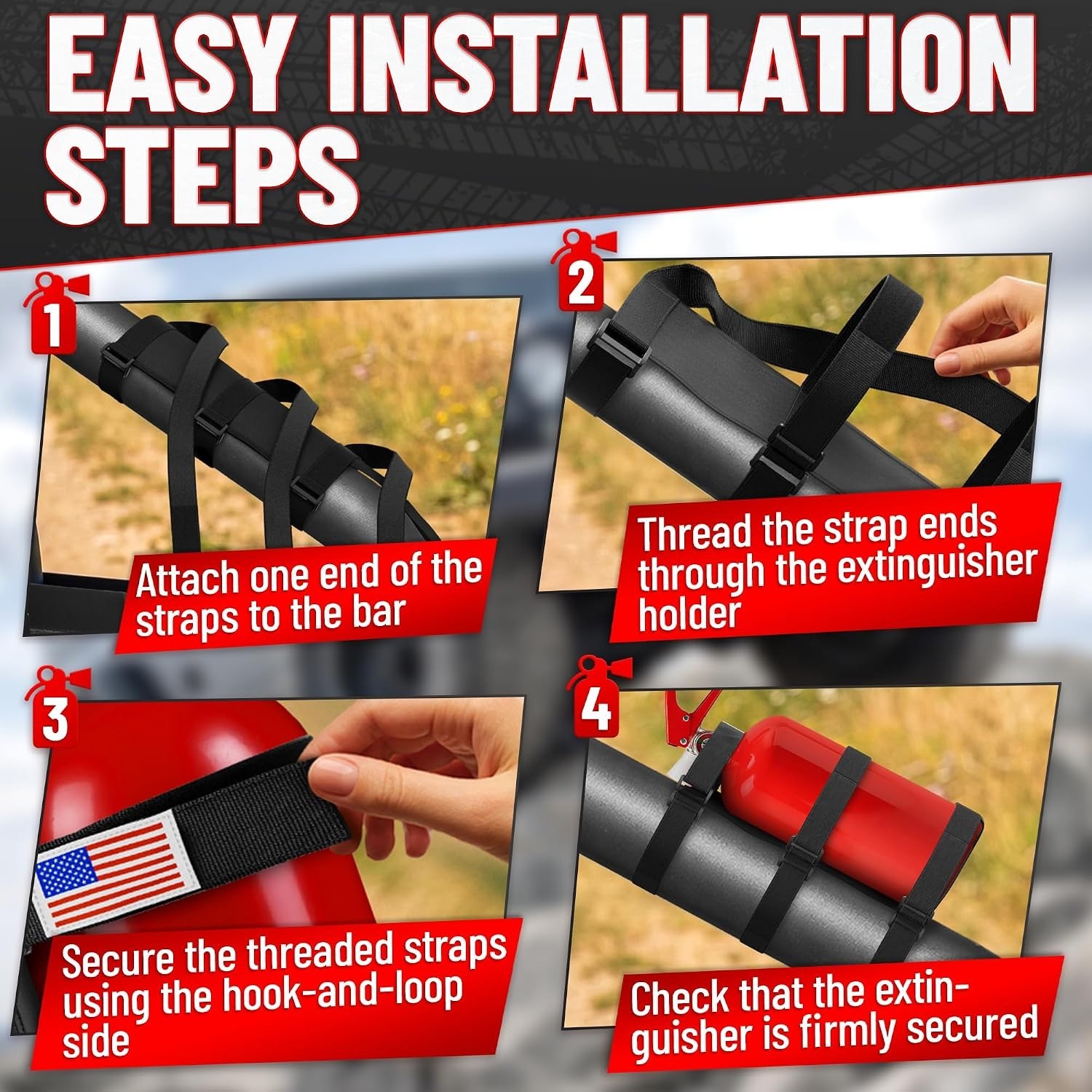 Patriotic Fire Extinguisher Mount for Vehicles – Quick Release, No-Drill, for…