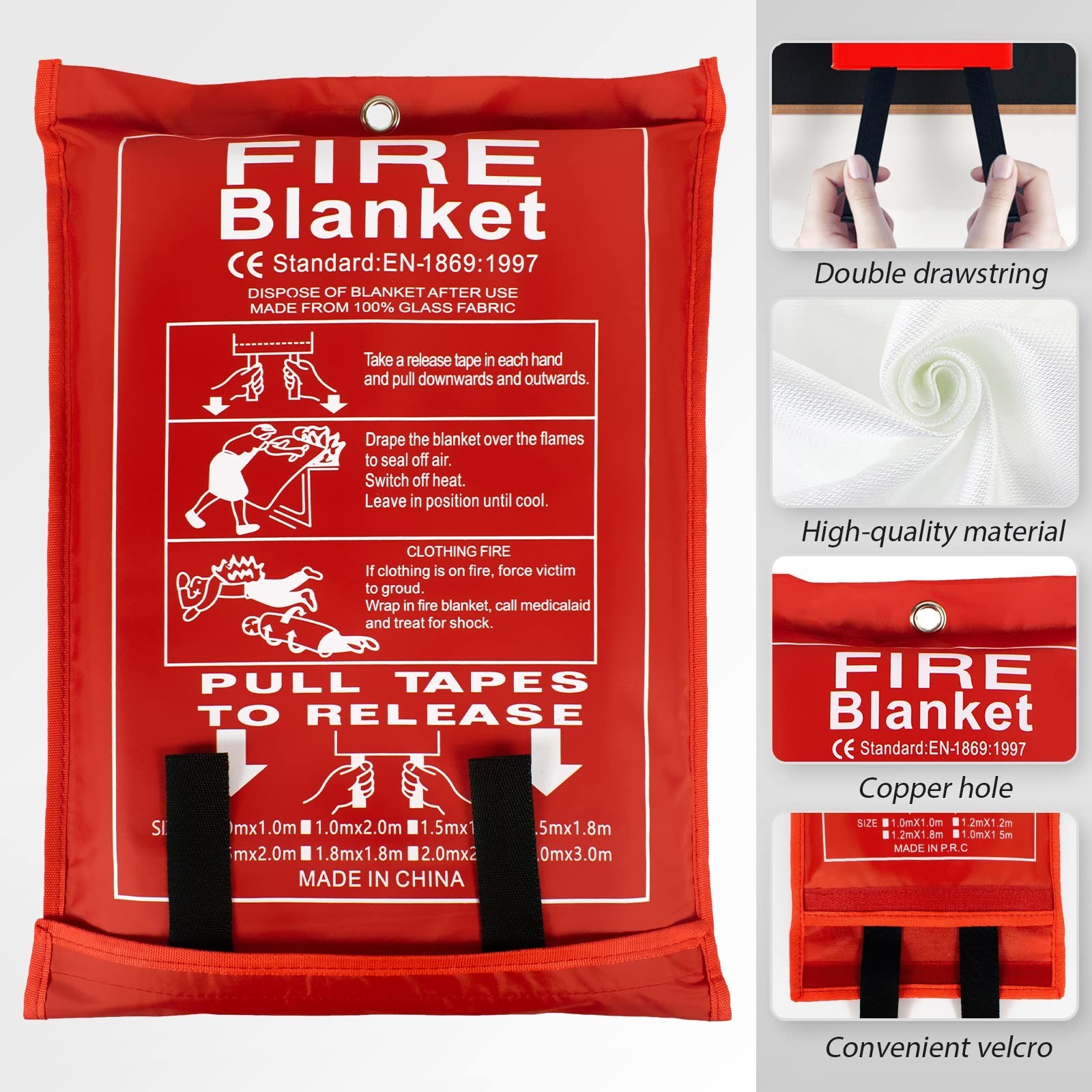 Large Fire Blanket 6ft x 8ft – Flame Retardant Heat Insulation for Home & Kitche