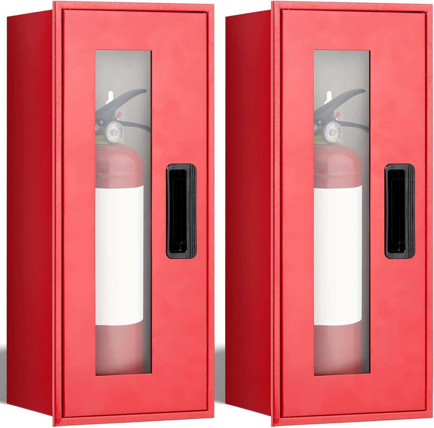 2 Pack Red Steel Fire Extinguisher Cabinet for Indoor/Outdoor Use