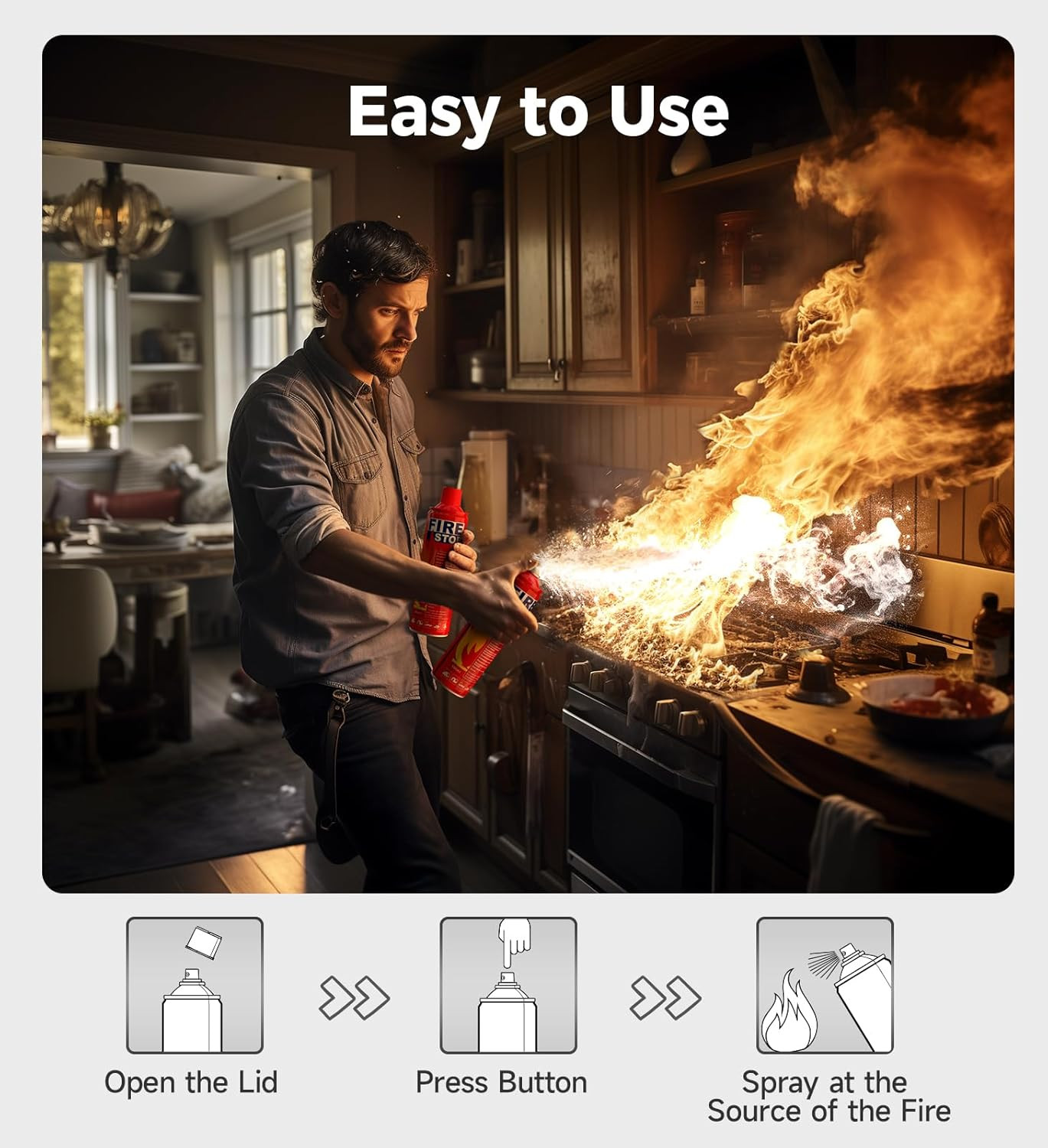 3-Pack Fire Extinguisher for Home, Kitchen, Car, Camping & Electronics – ABC/K C