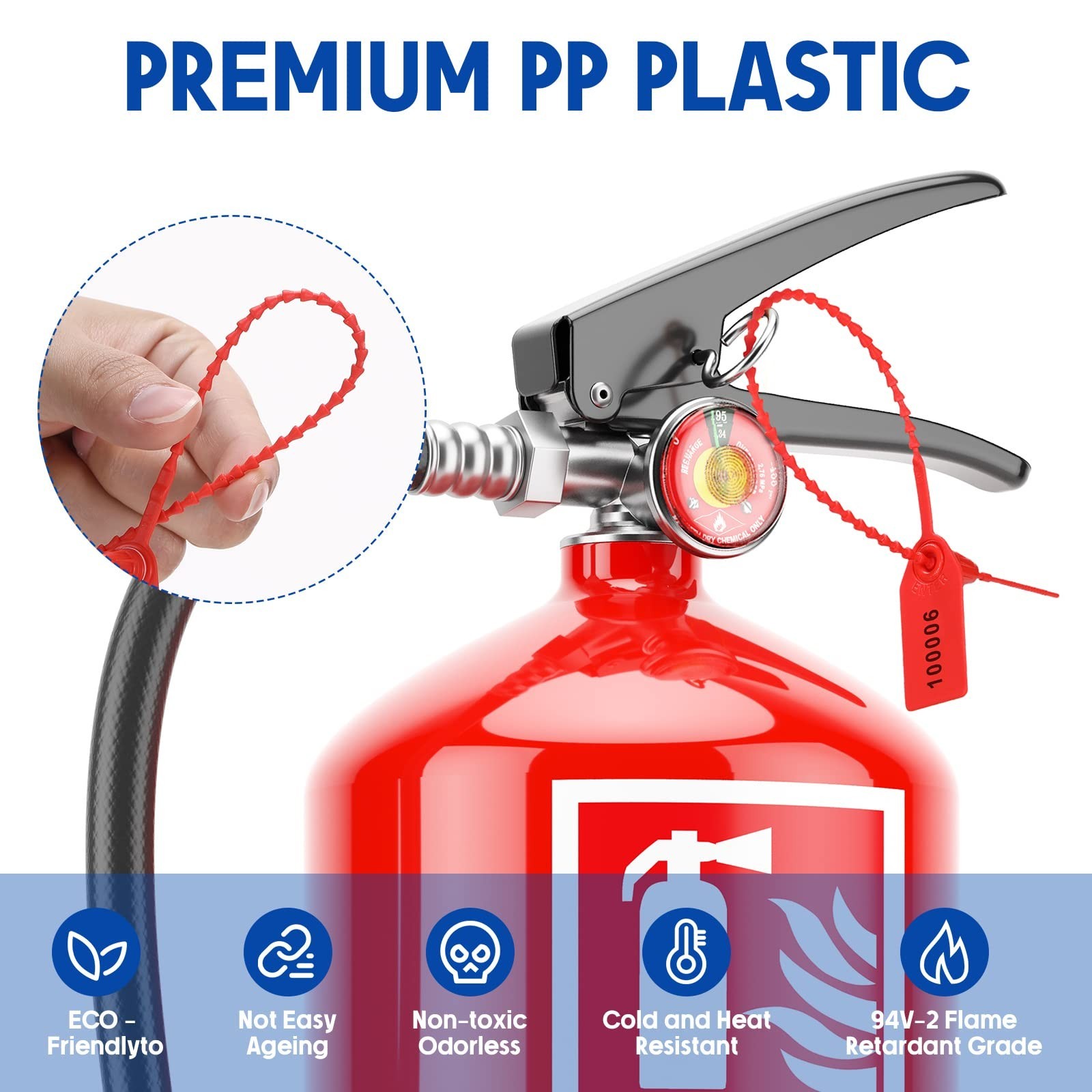 1000 Pcs Plastic Tamper Seals Fire Extinguisher Tags Security Tags Seals Safe…
